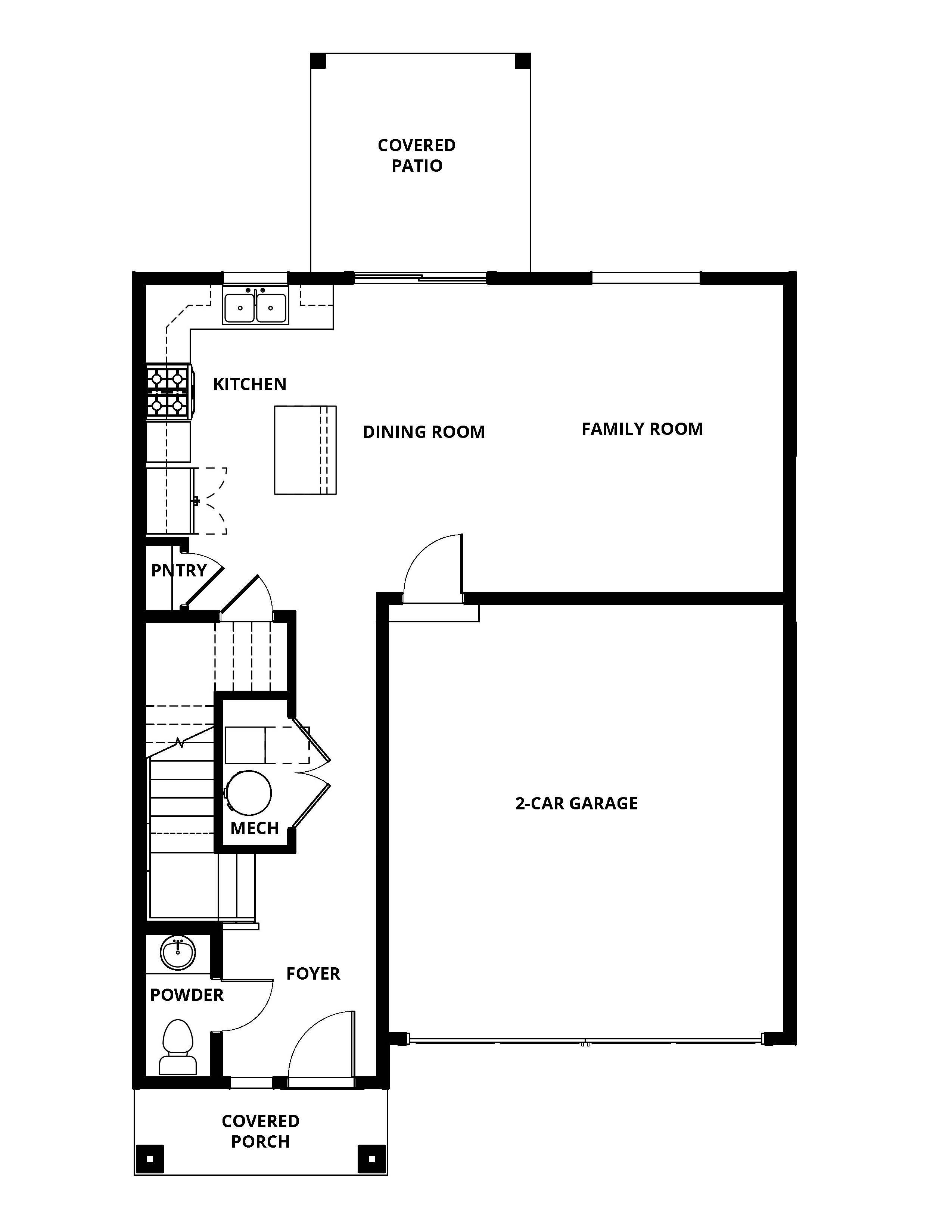 The first floor of the Horizon has the chef ready kitchen and spacious family room!
