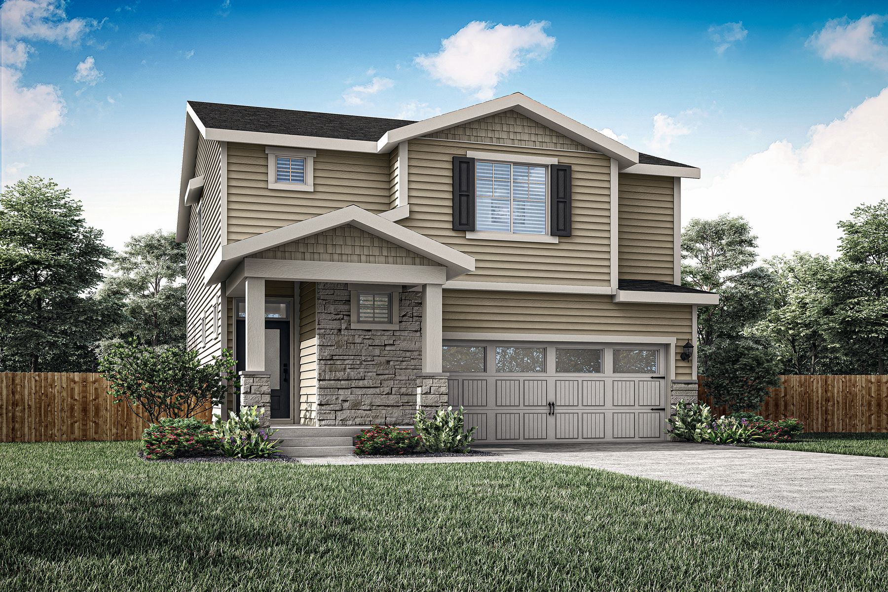 The Peak is a beautiful two story home with siding.
