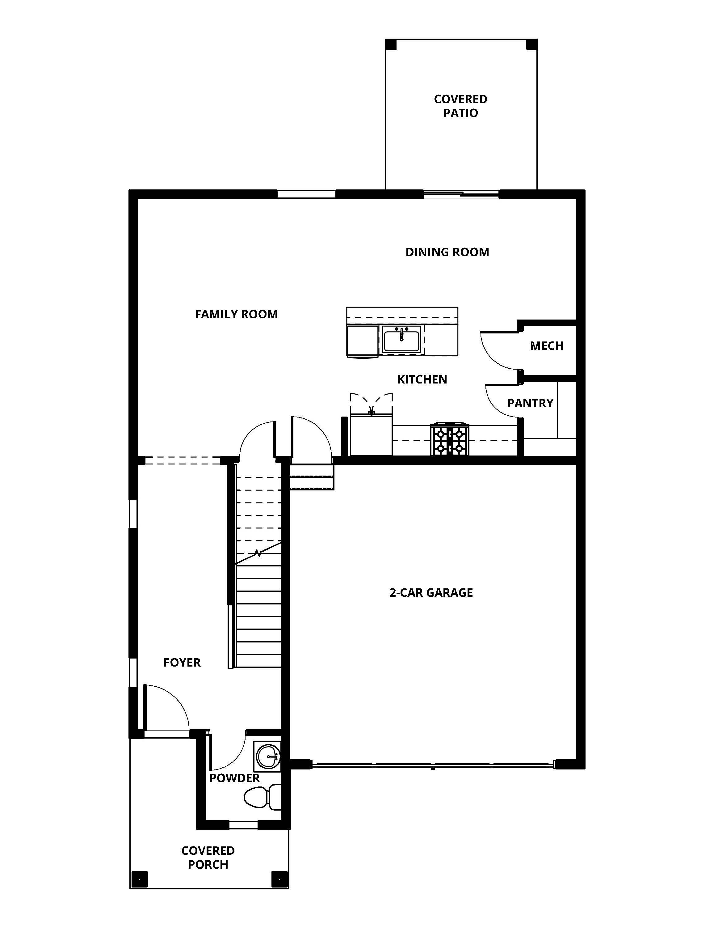 The first floor of the Peak has the chef ready kitchen and spacious family room.