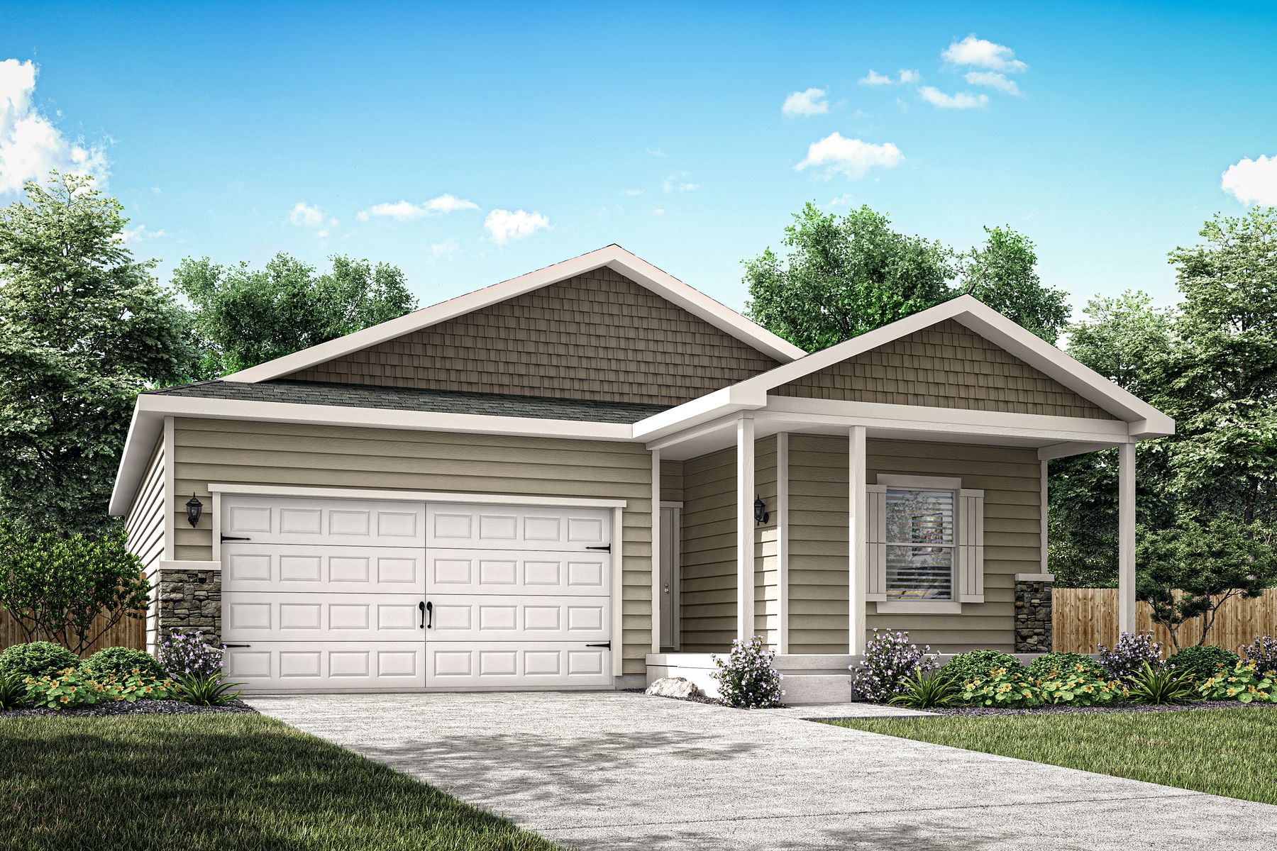 The Chatfield is a beautiful single story home with siding.