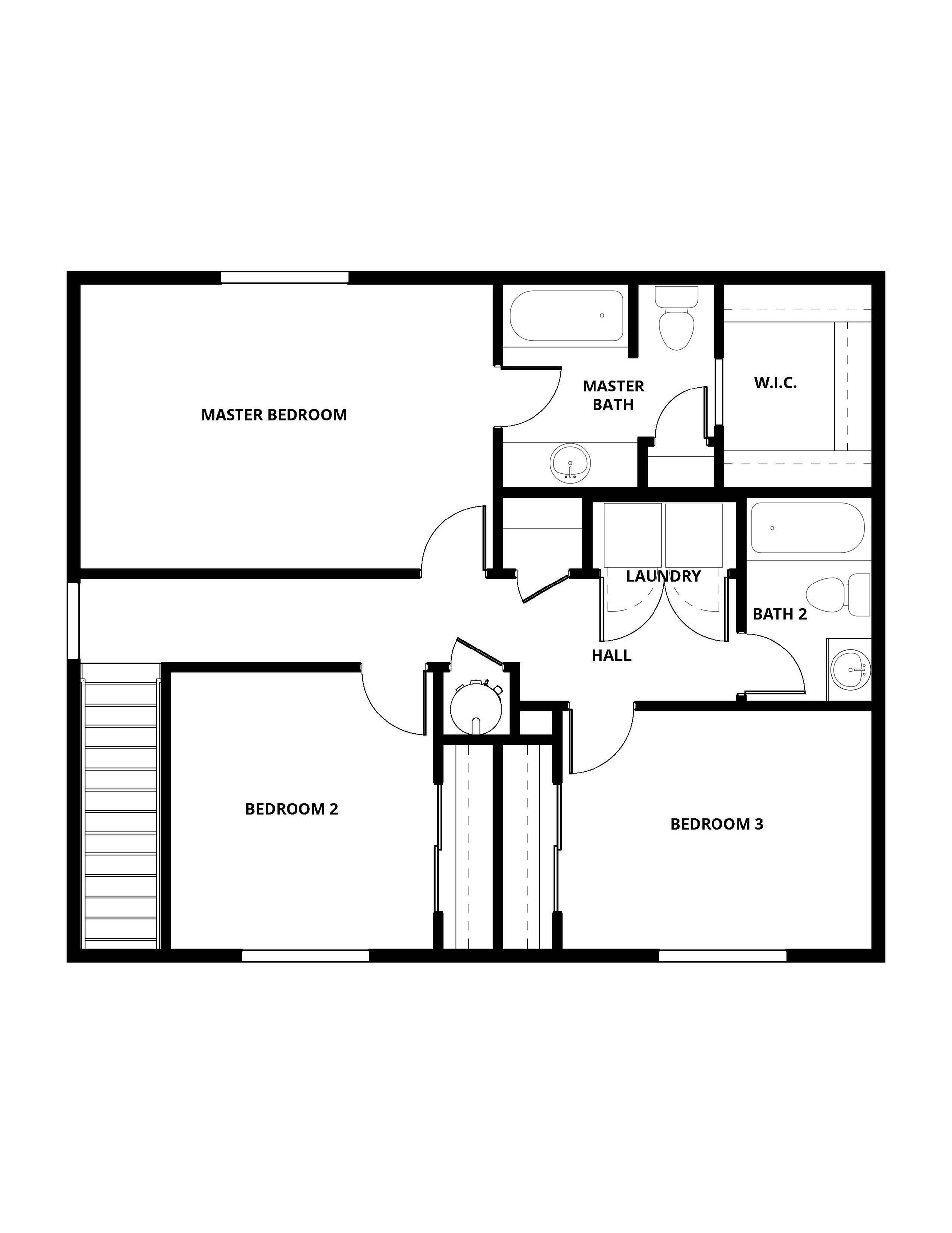 The second floor of the Laramie has all of the bedrooms