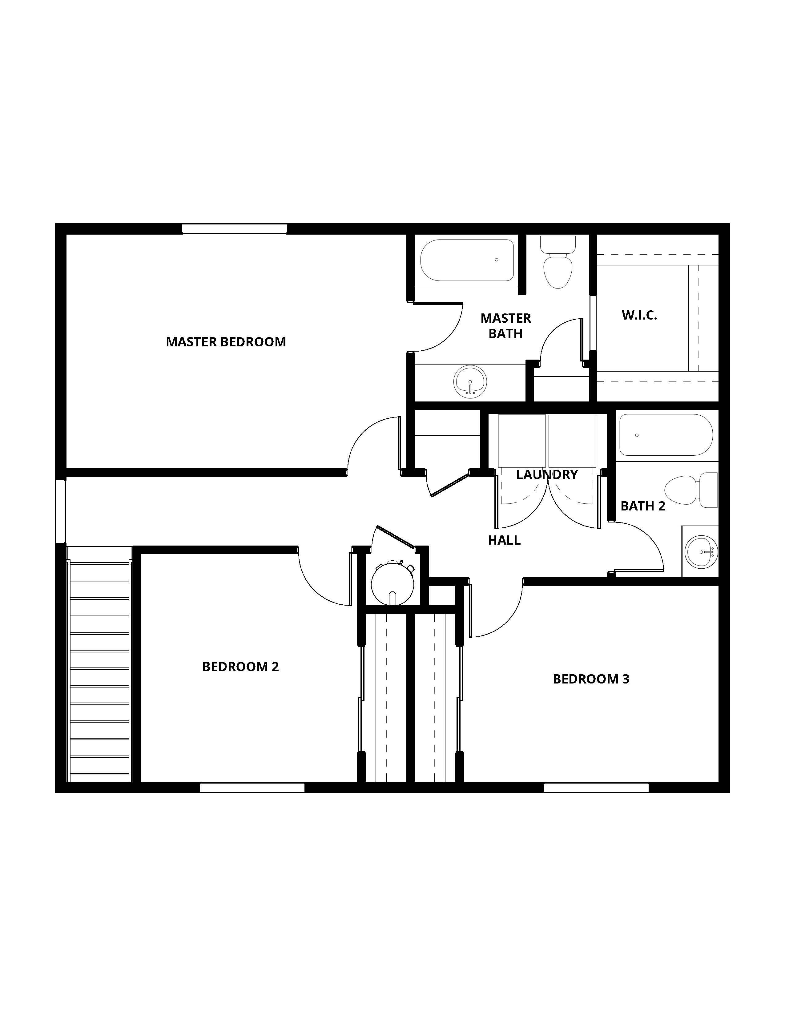 The second floor of the Laramie has all of the bedrooms