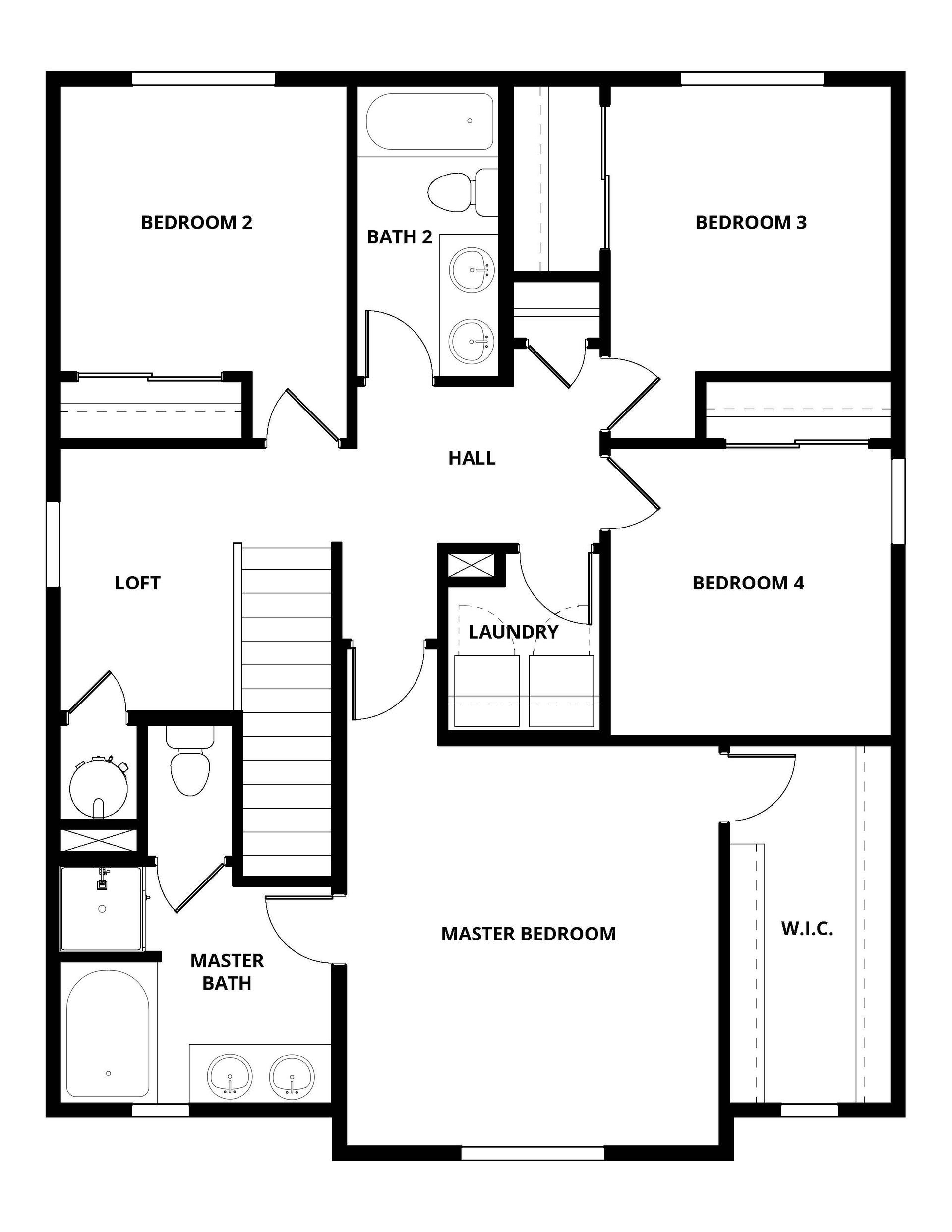 The second floor of the Platte has the bedrooms.