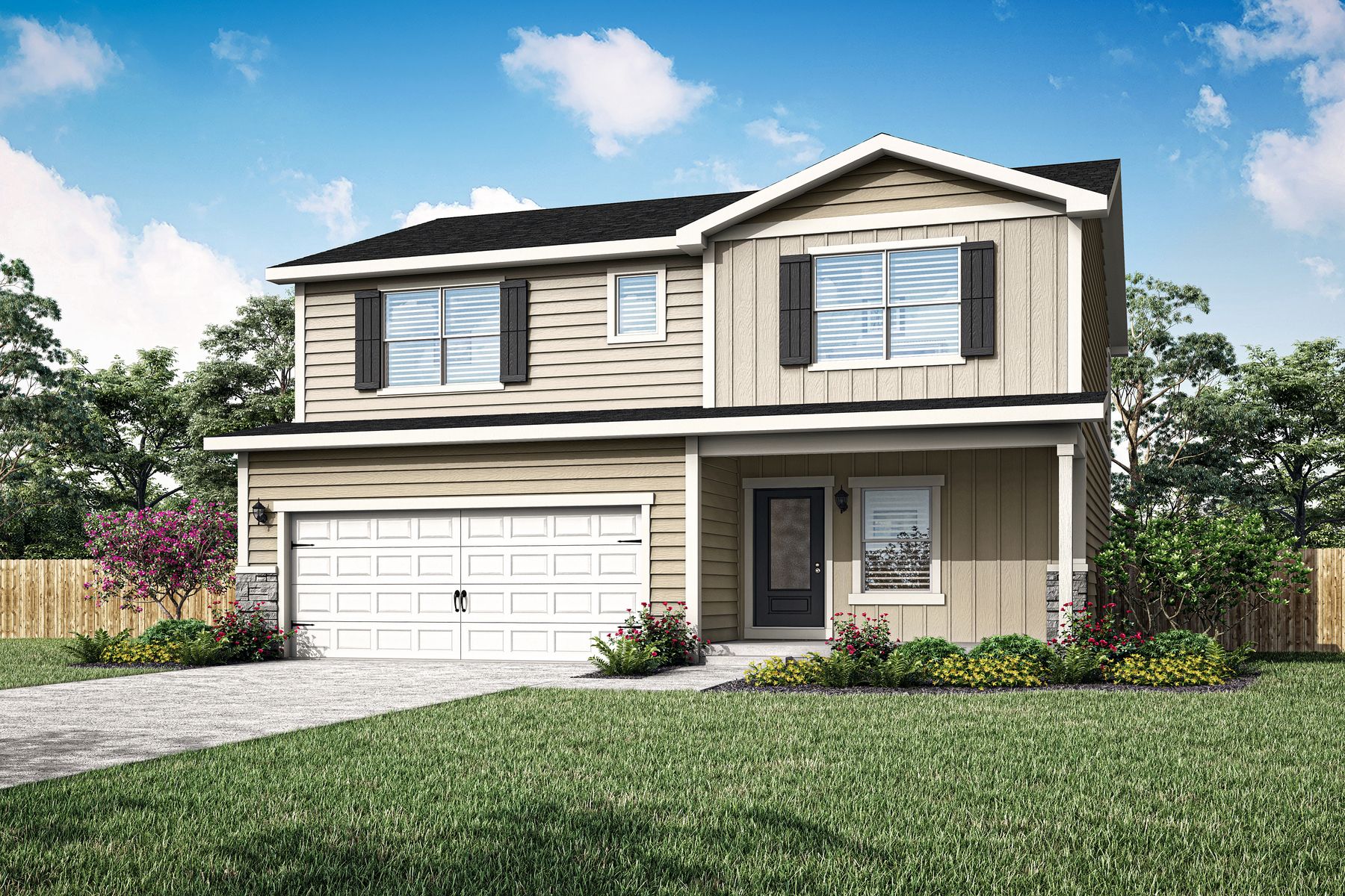 The Sage is a beautiful two story home with siding.