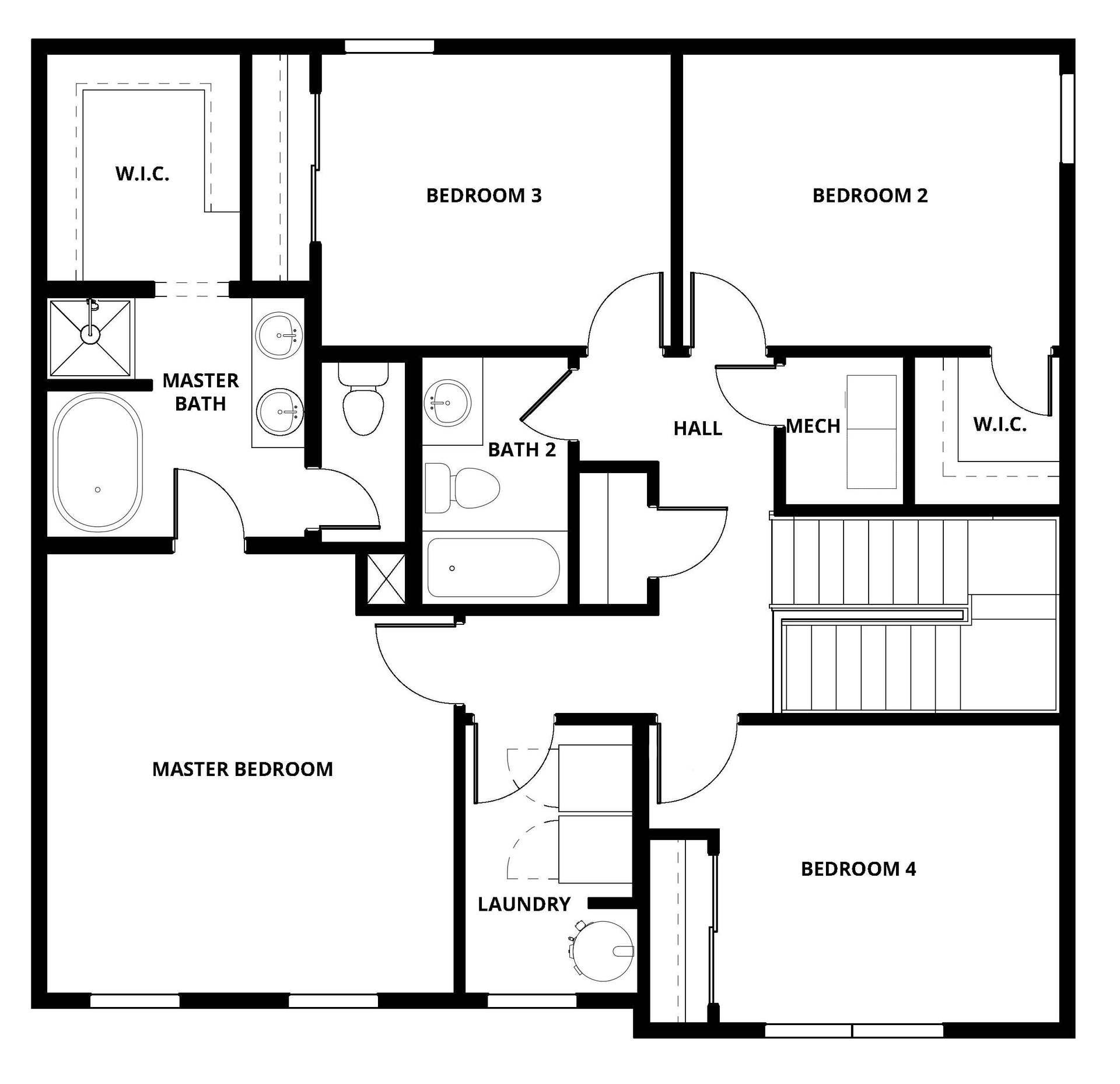 The second floor of the Sage has the bedrooms.