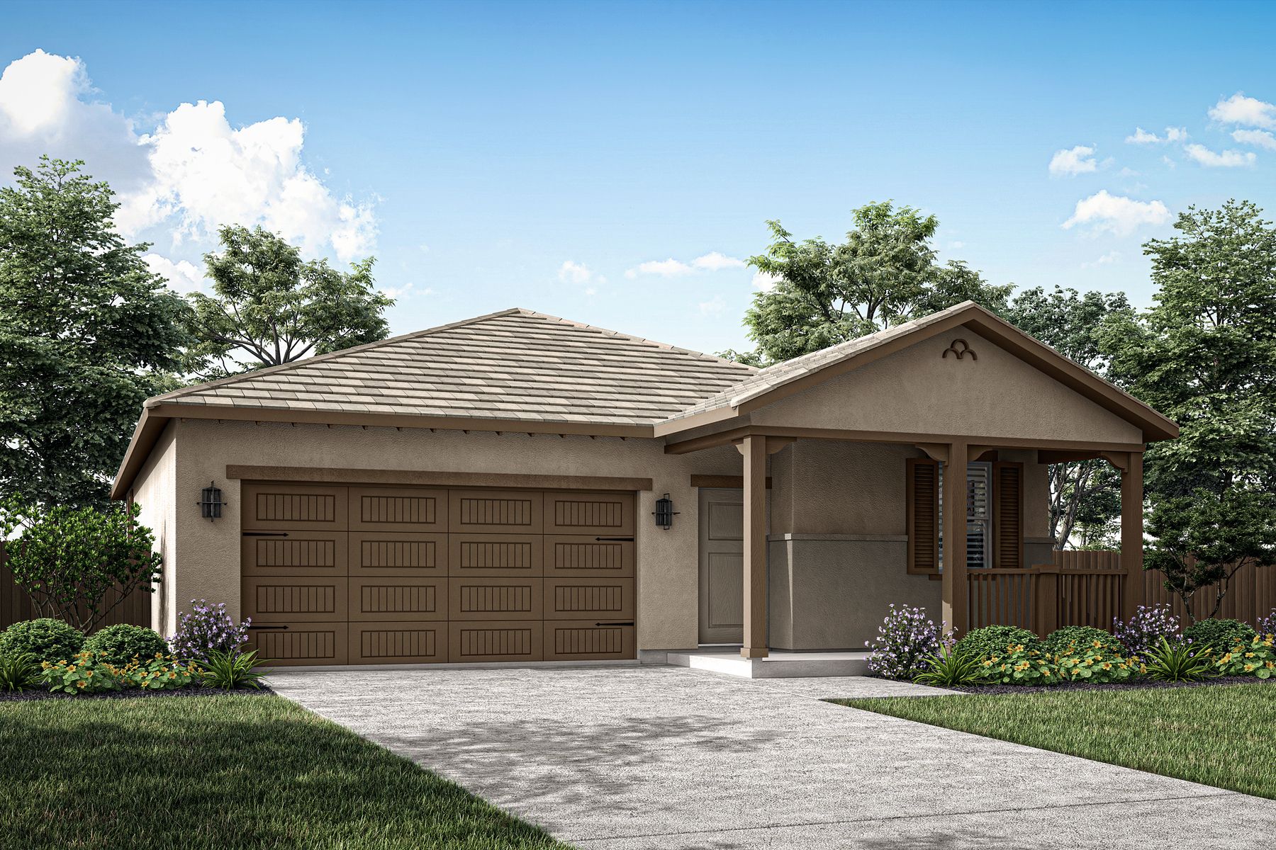 The Carson is a beautiful single story home with stucco.