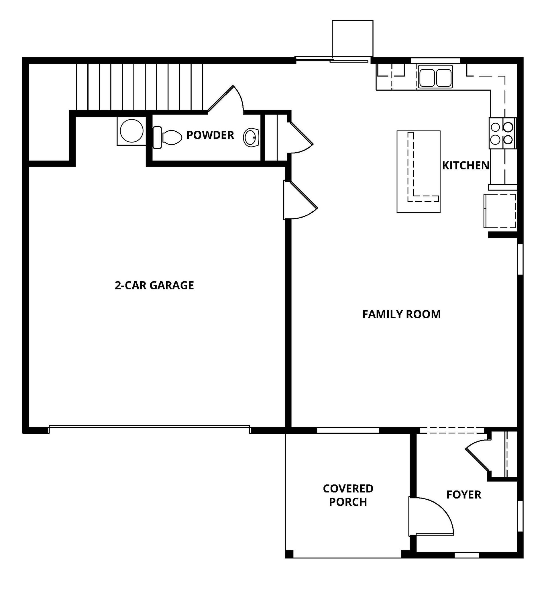 The first floor of the Nelson has the chef ready kitchen and spacious family room.