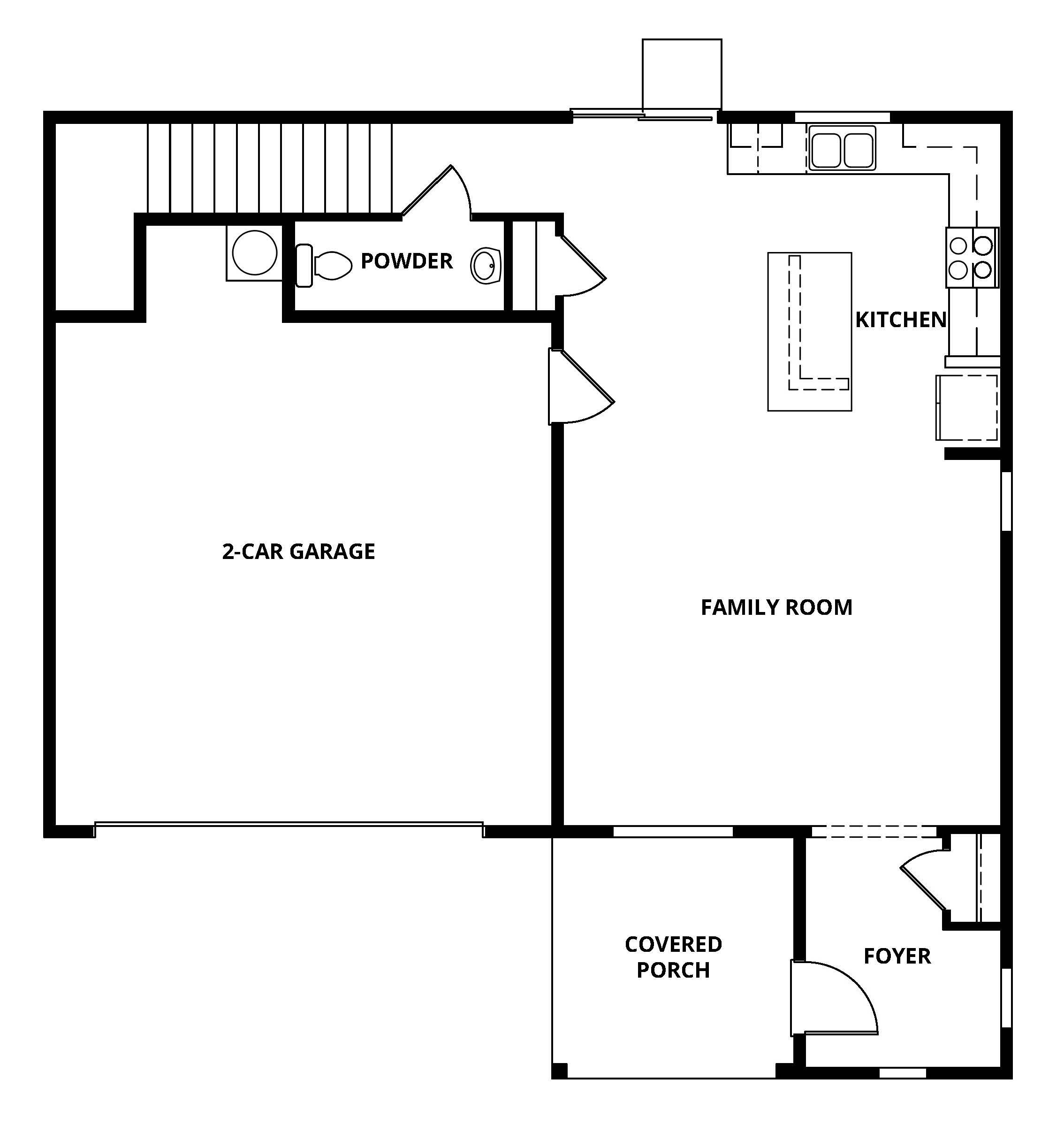 The first floor of the Nelson has the chef ready kitchen and spacious family room.