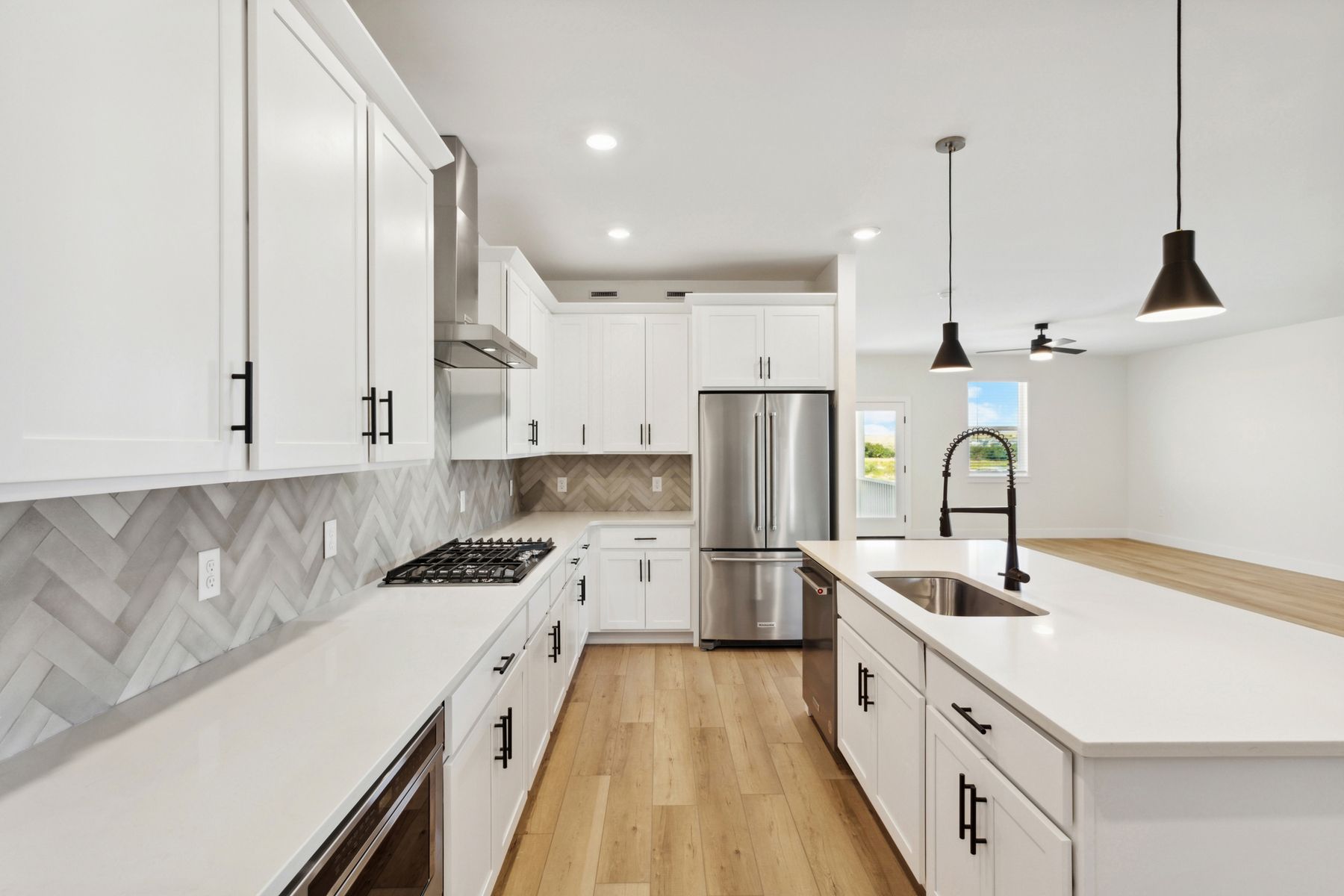 The kitchen has energy-efficient appliances.