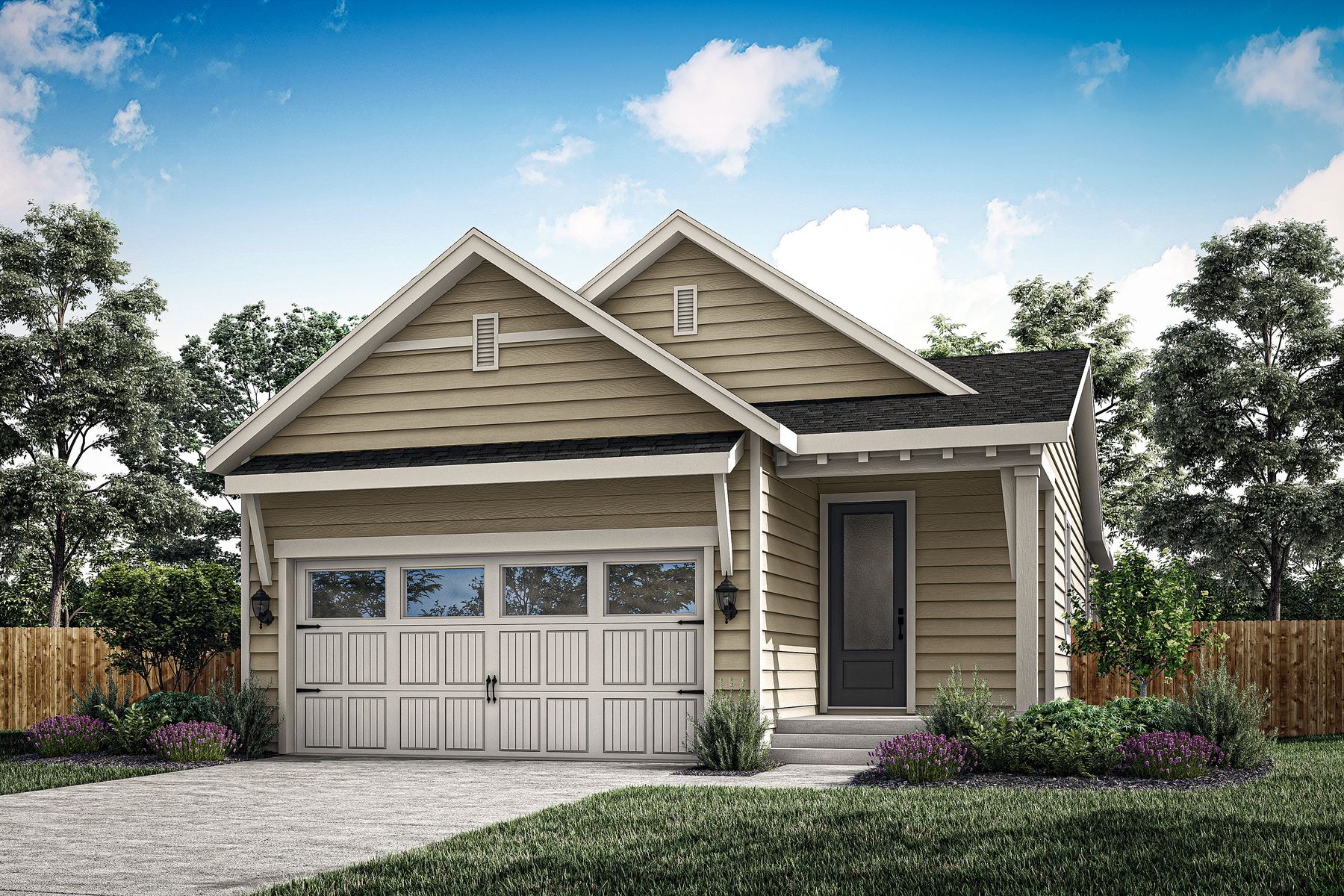 The kitchen appliances come included in the homes in this community.