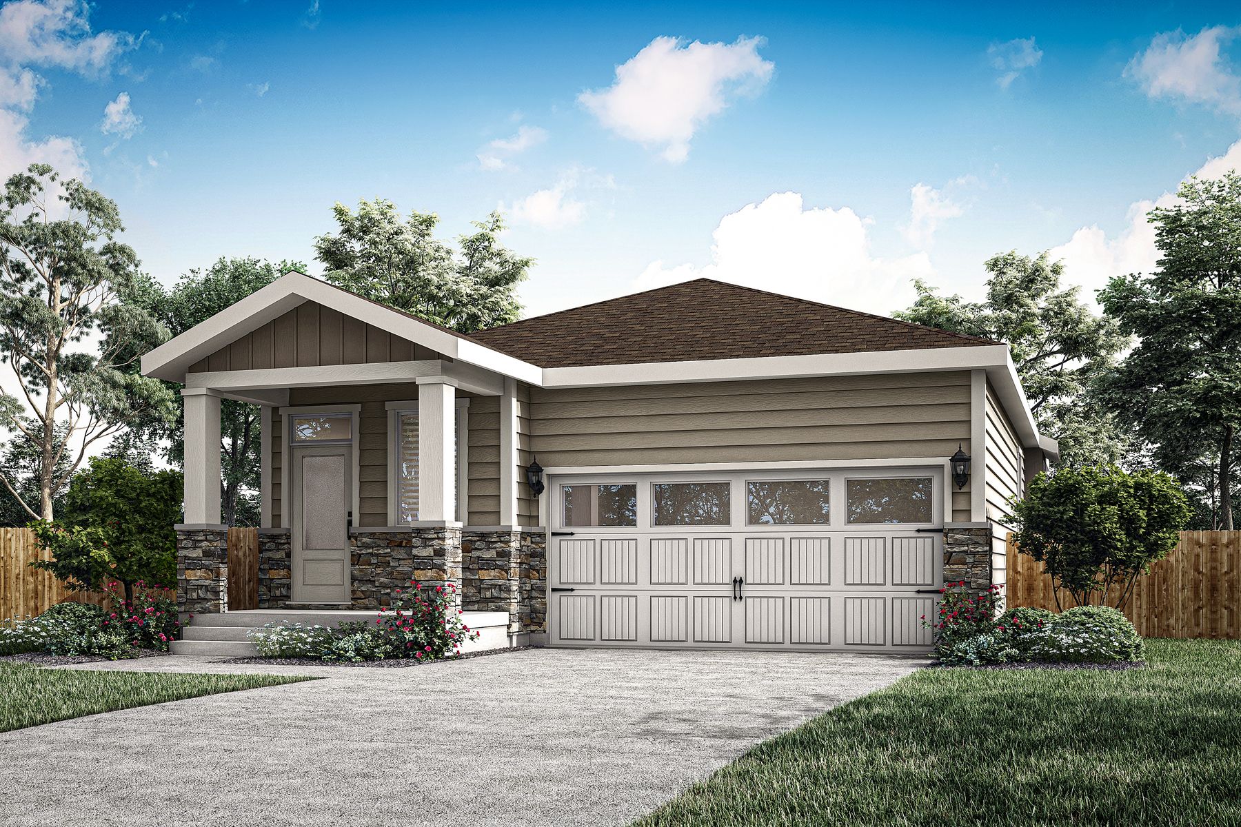 There are single story and two story homes here.