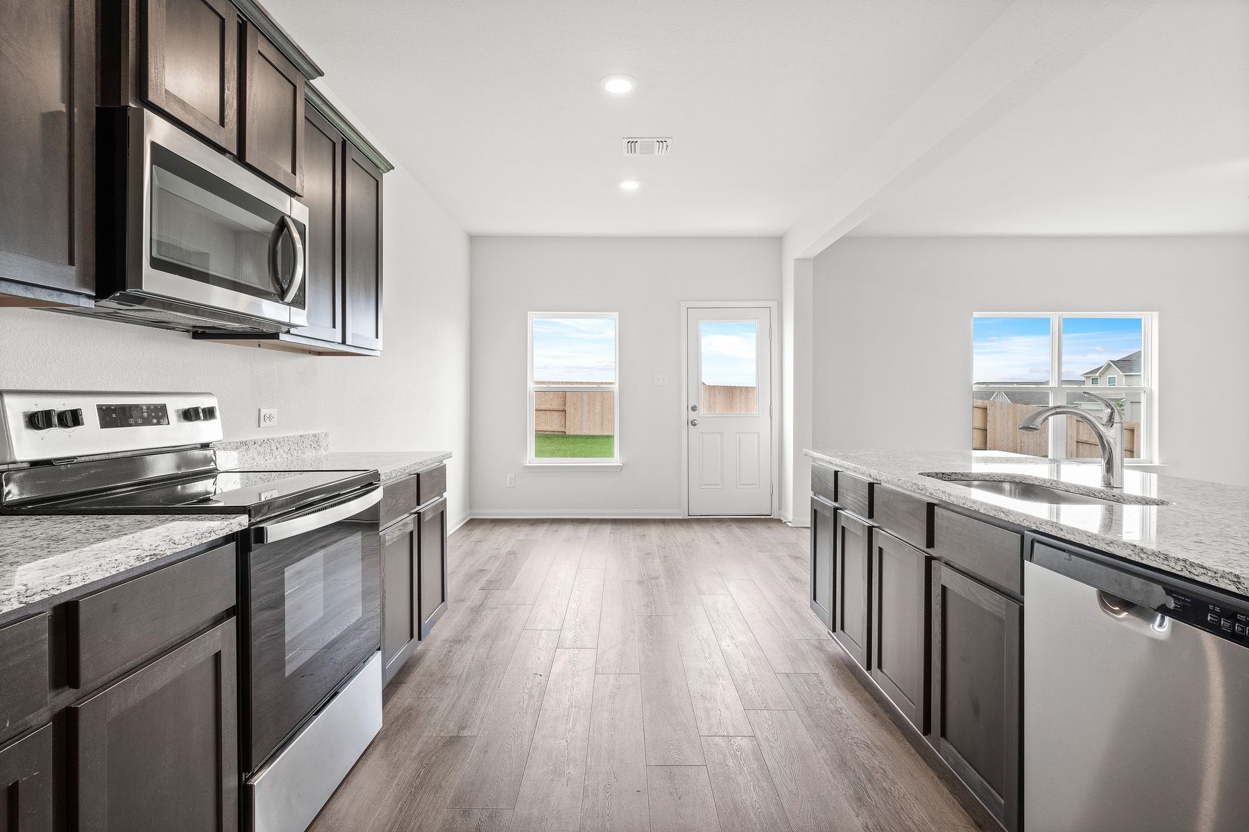 The kitchen of the Cypress has energy-efficient appliances.