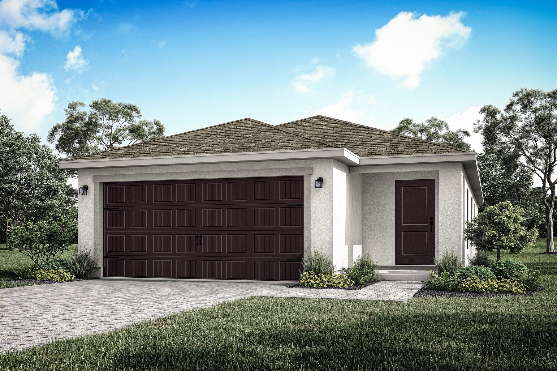 The Captiva is a beautiful single story home with stucco.