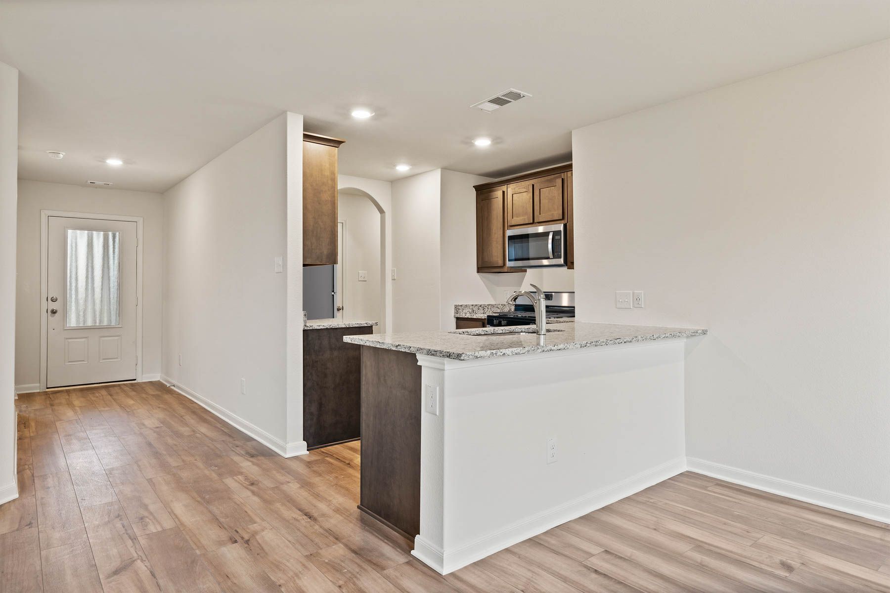 The kitchen of the Rio Grande has beautiful wood cabinets.
