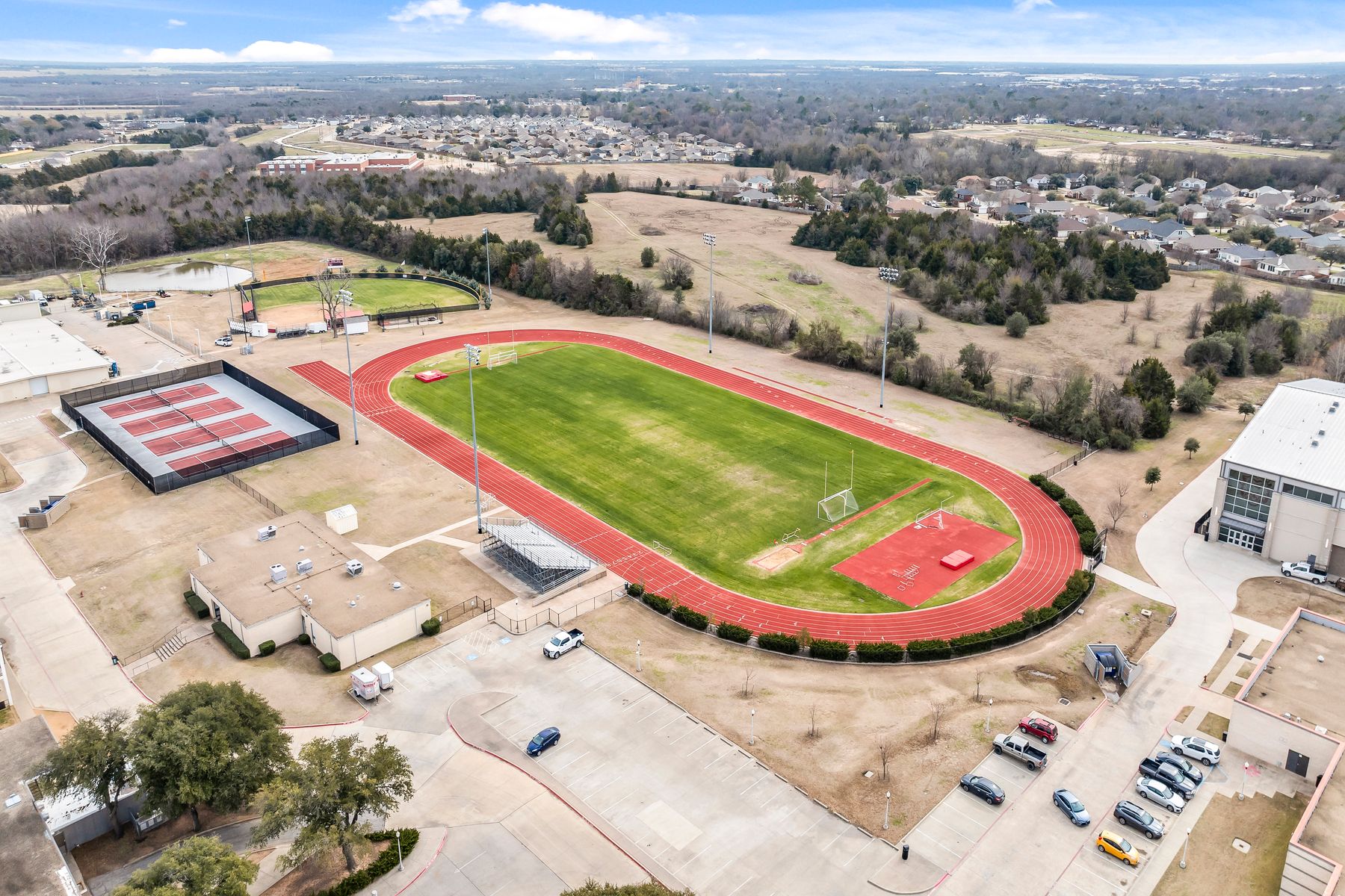 Behind the ExCEL Center there is a beauitful practice football field, track, tennis courts, and baseball diamond.