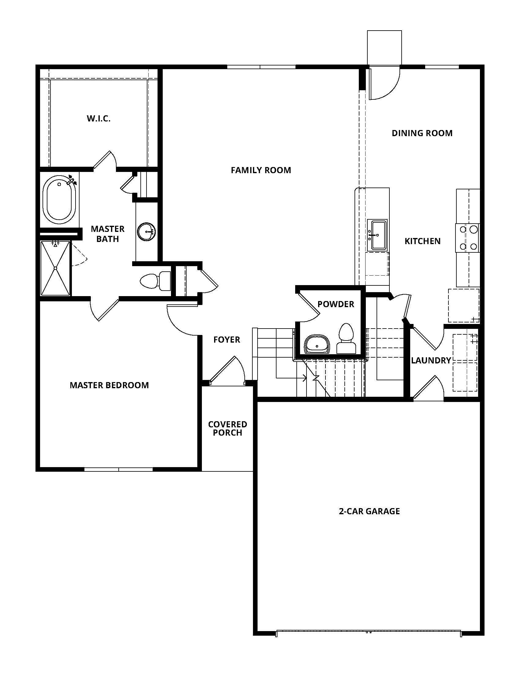 The first floor of the Cypress has open living spaces.