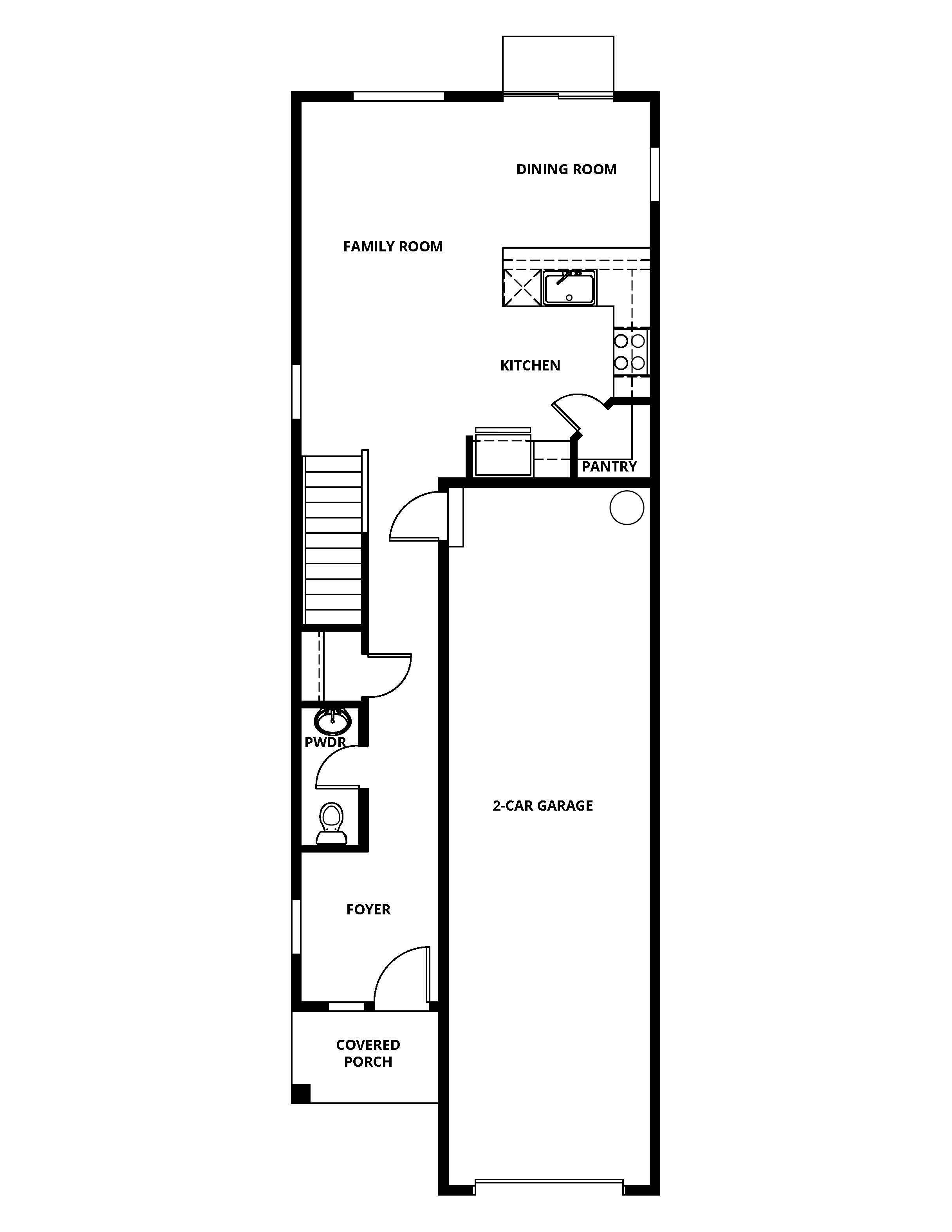 The first floor of the Rockfish has the chef ready kitchen and spacious family room.