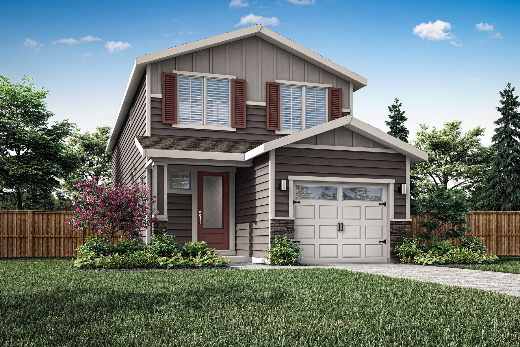 The Rockfish is a beautiful two story home with siding and stone,