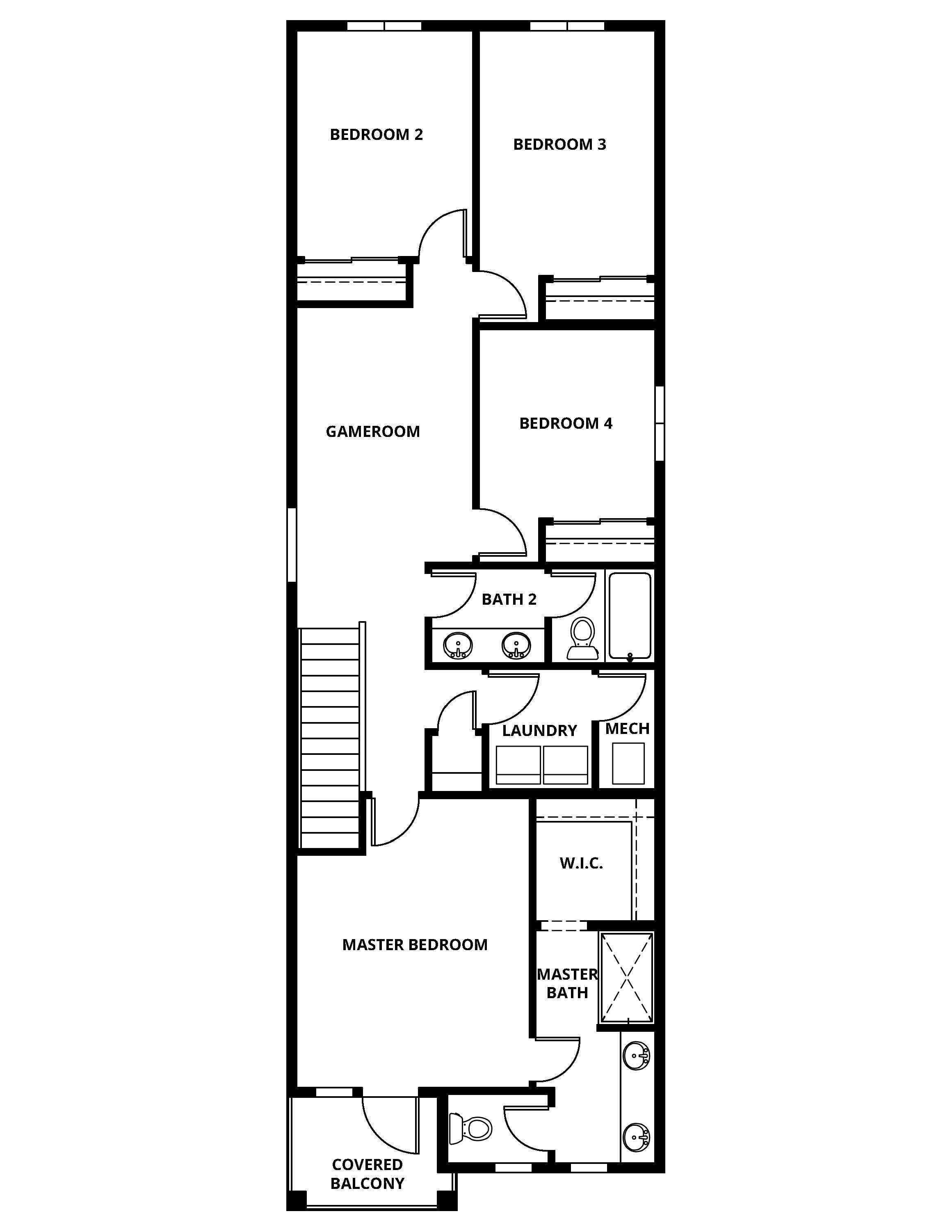 The second floor of the Sturgeon has the bedrooms and the game room.