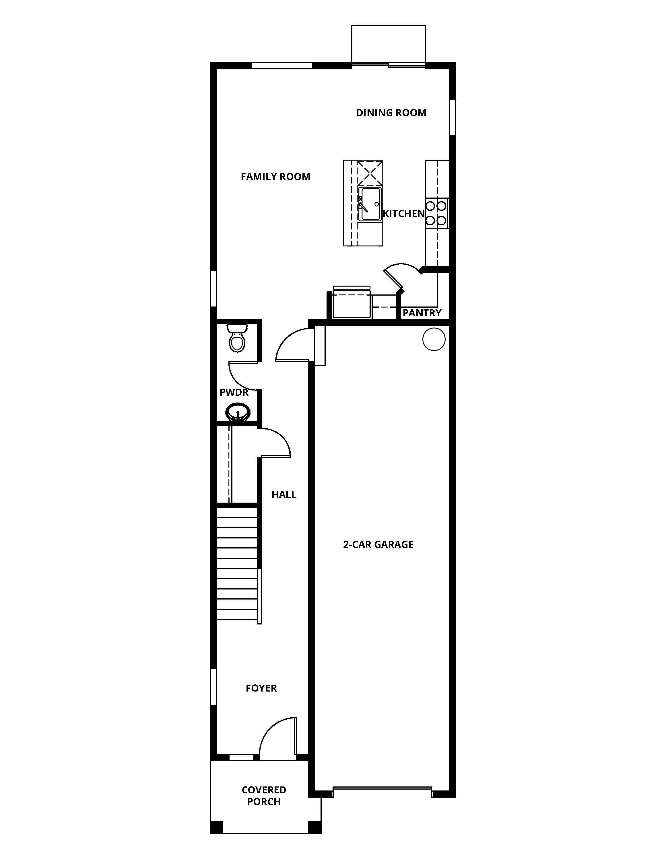 The first floor of the Sturgeon has the chef ready kitchen and spacious family room.