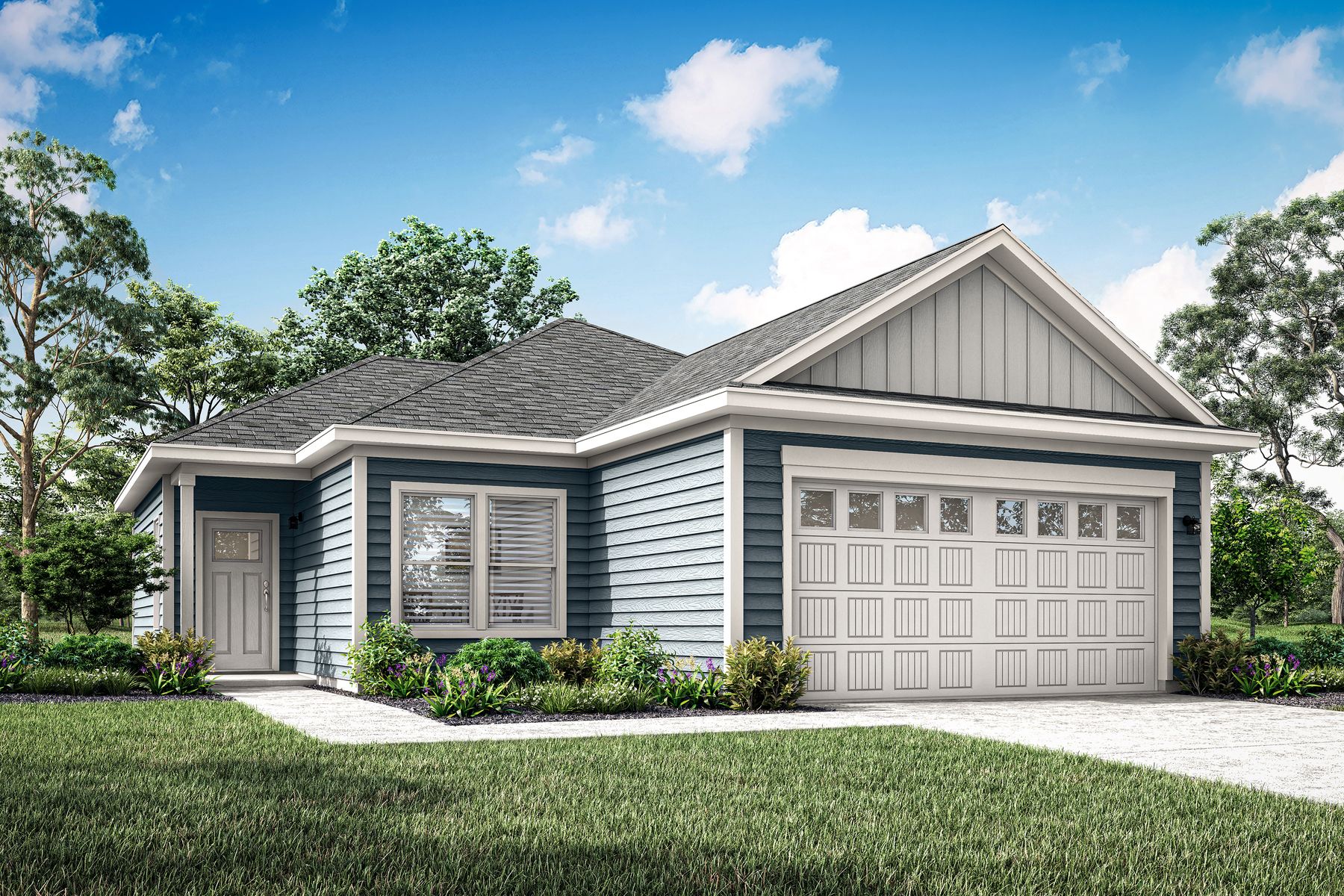 The Cameron is a beautiful single story home with siding.