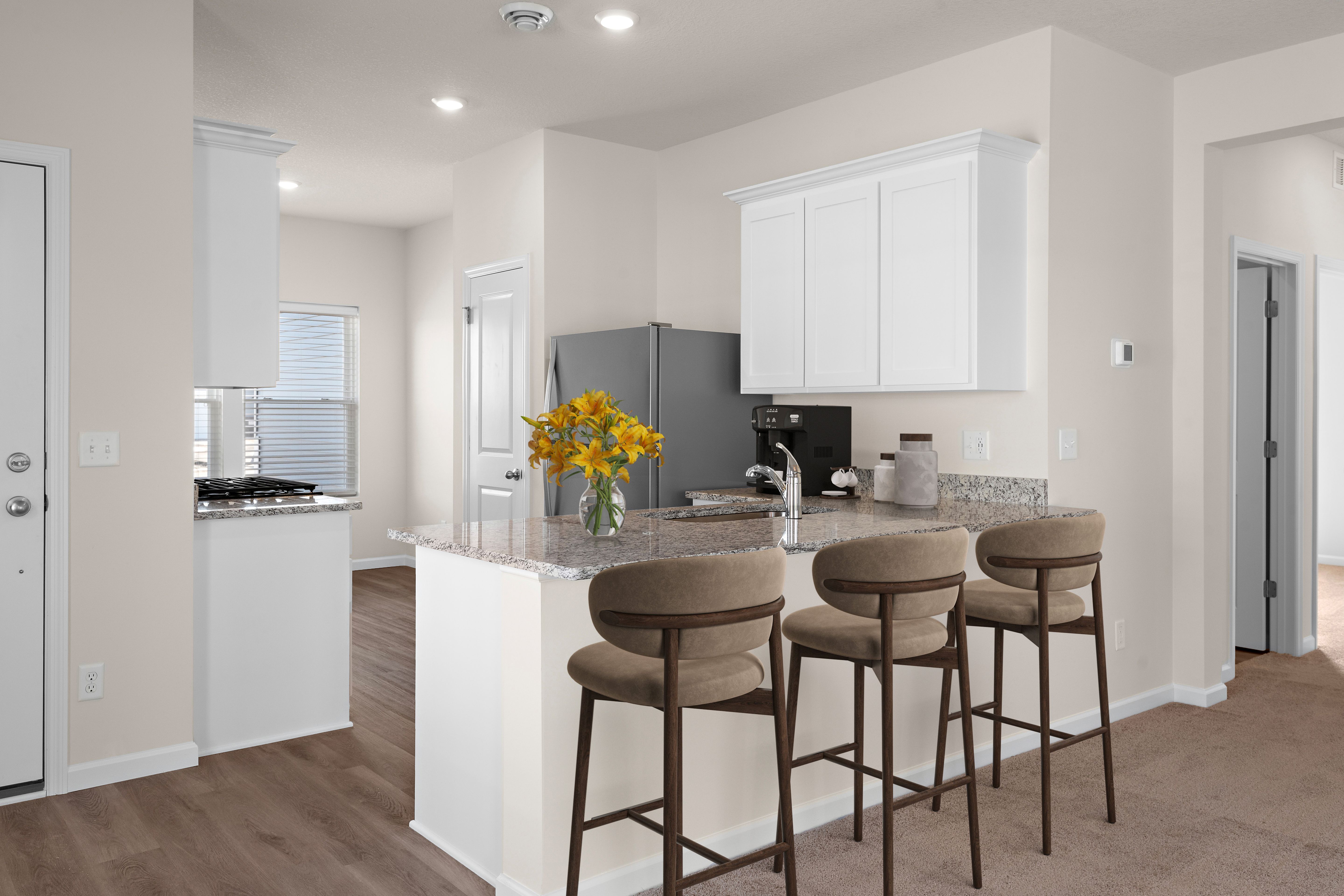 The kitchen appliances come included in our homes.