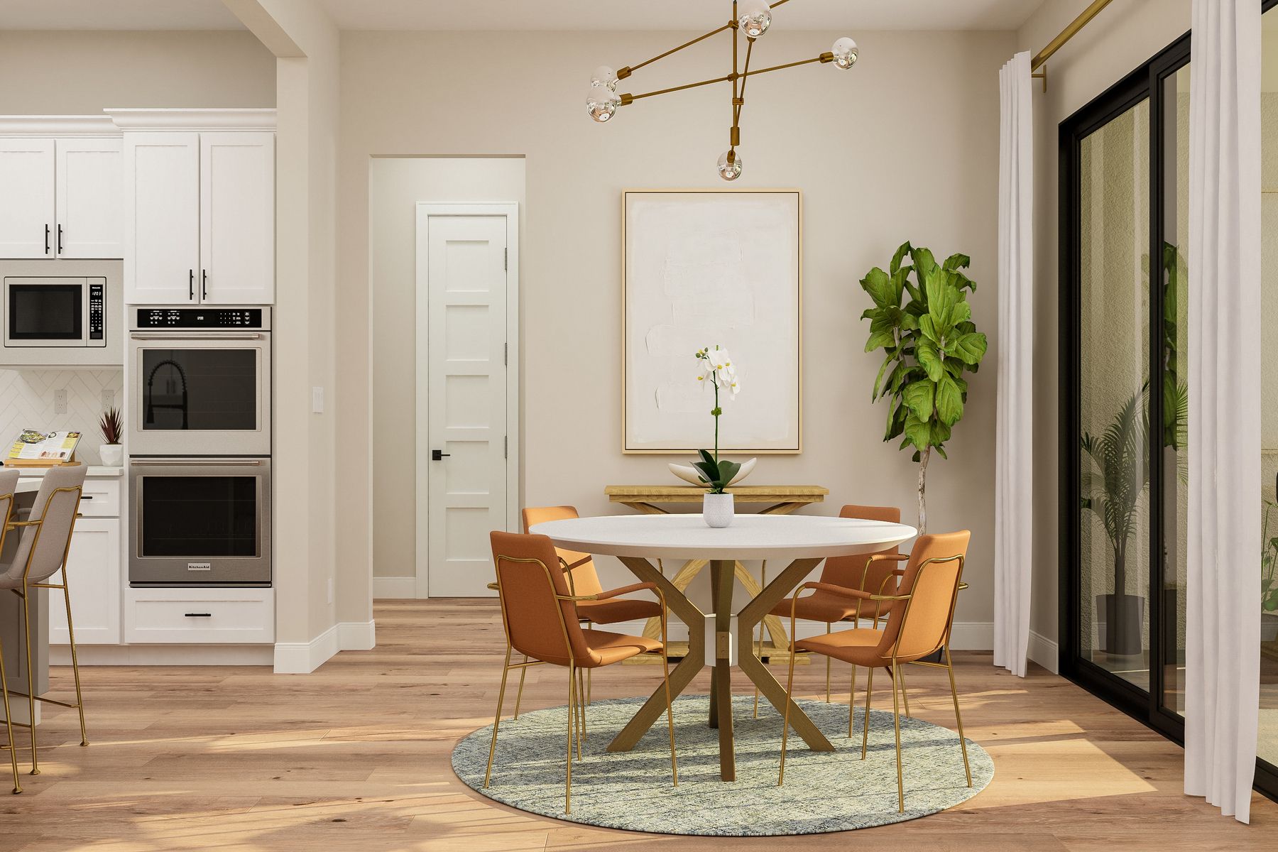 The dining room has lots of windows that let in great, natural light.