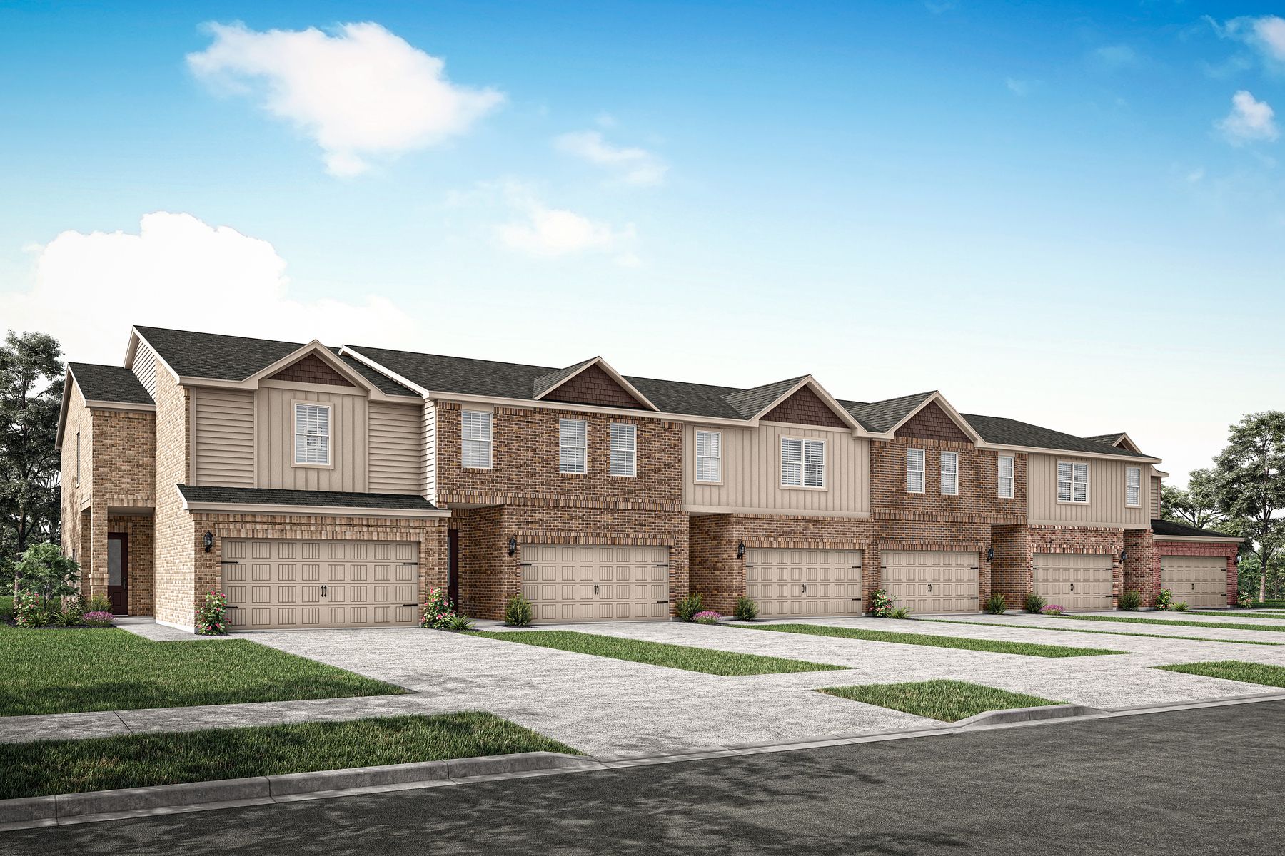 Beautful brick townhomes now available in Yarbrough Farms.