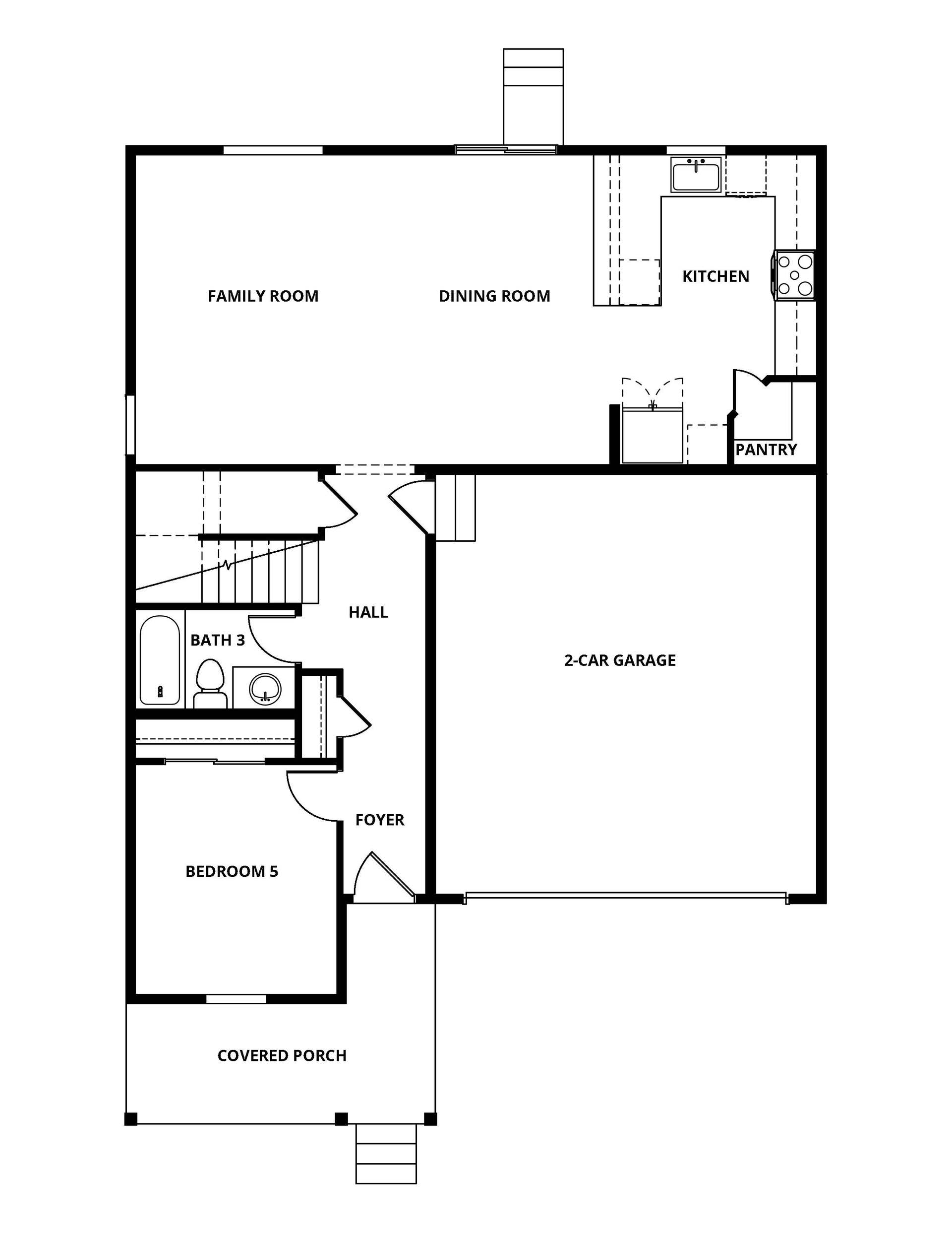 The first floor of the Yosemite has the chef ready kitchen and spacious family room.