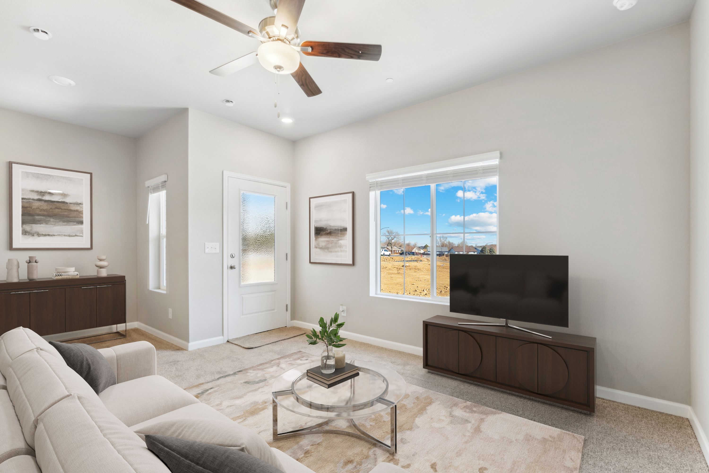 The family room is open to the kitchen and dining room.