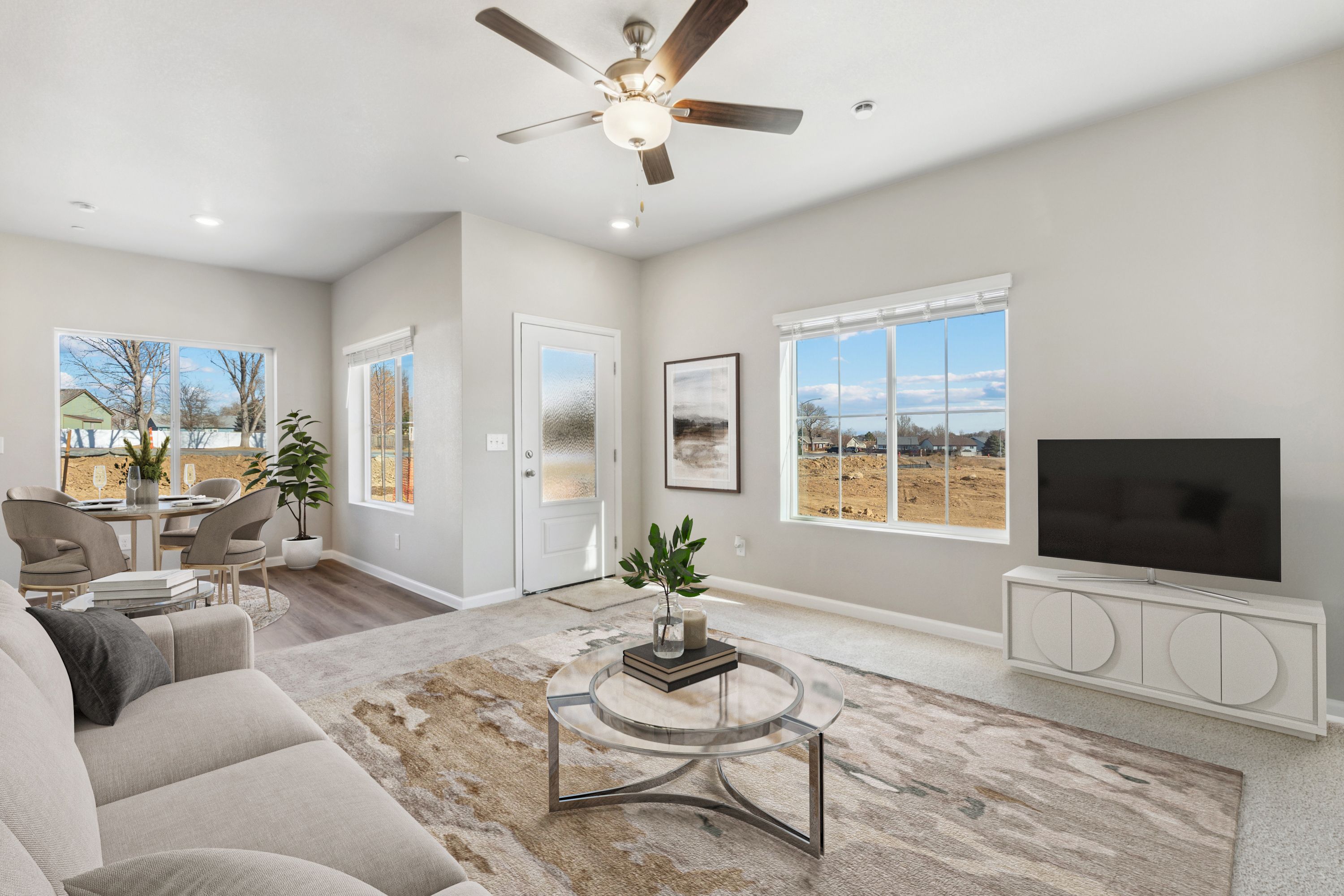 The family room is open to the kitchen and dining room.