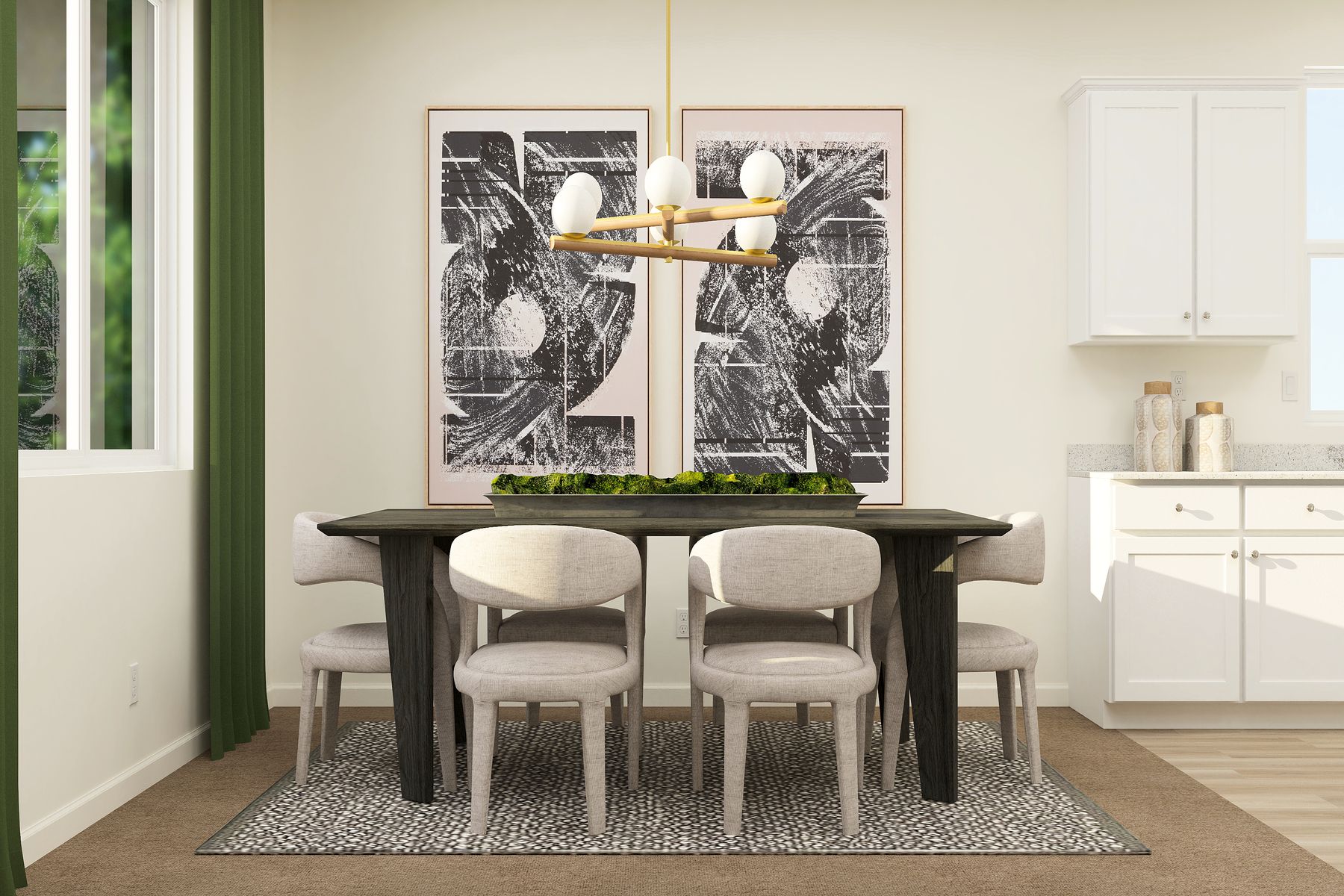 The dining room is off of the kitchen.