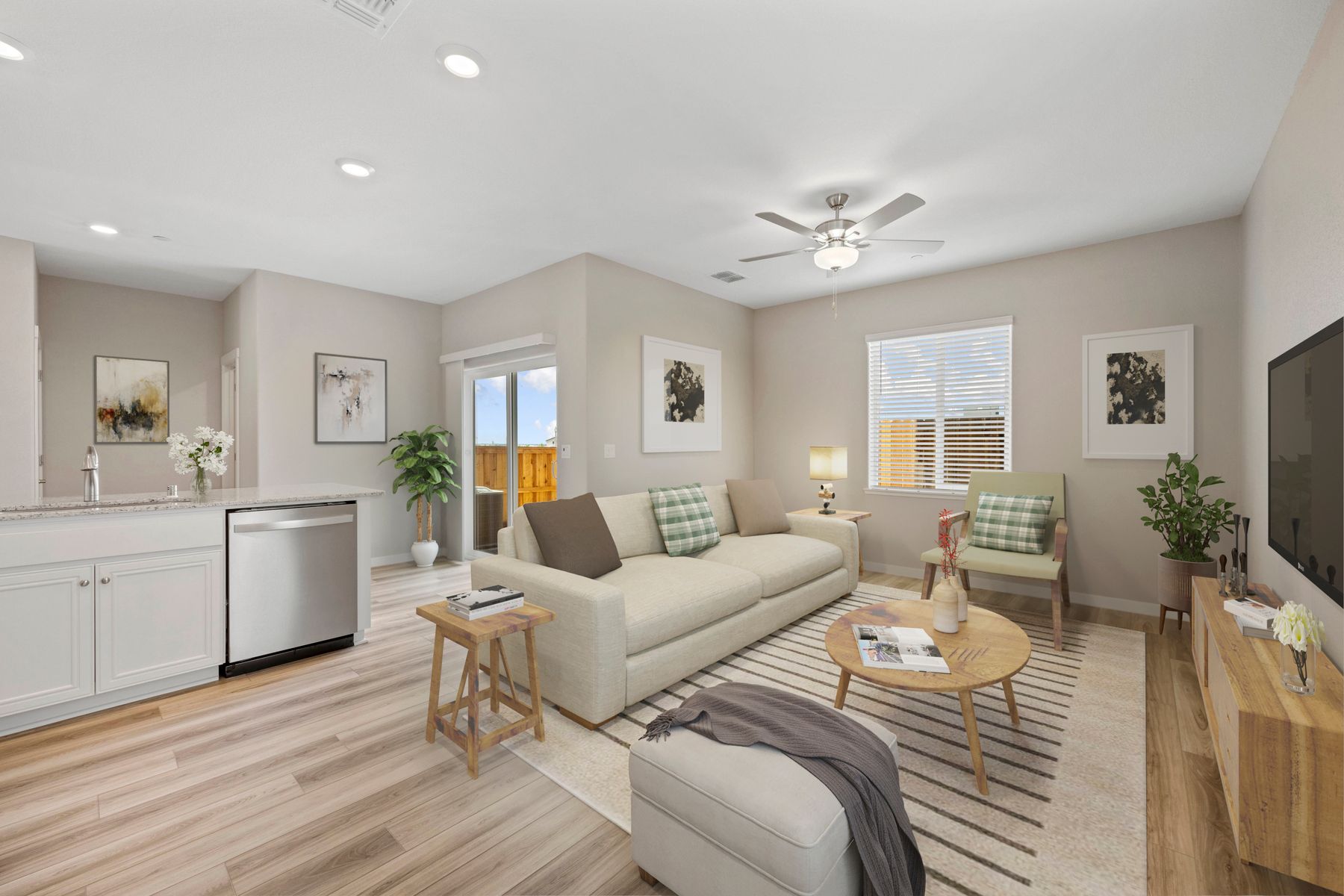 The family room is spacious and is the perfect place to 