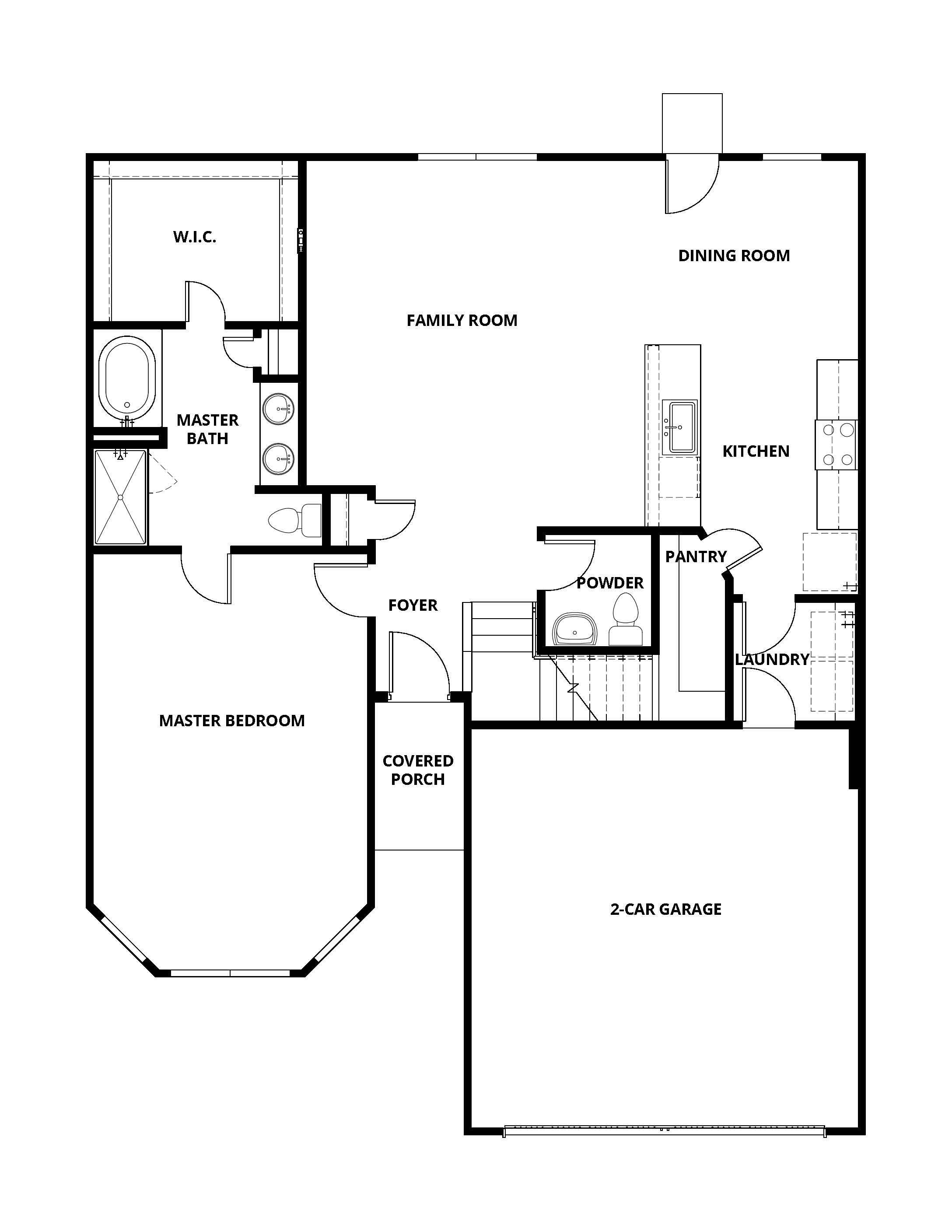 The first floor of the Gideon has an open layout and master suite.