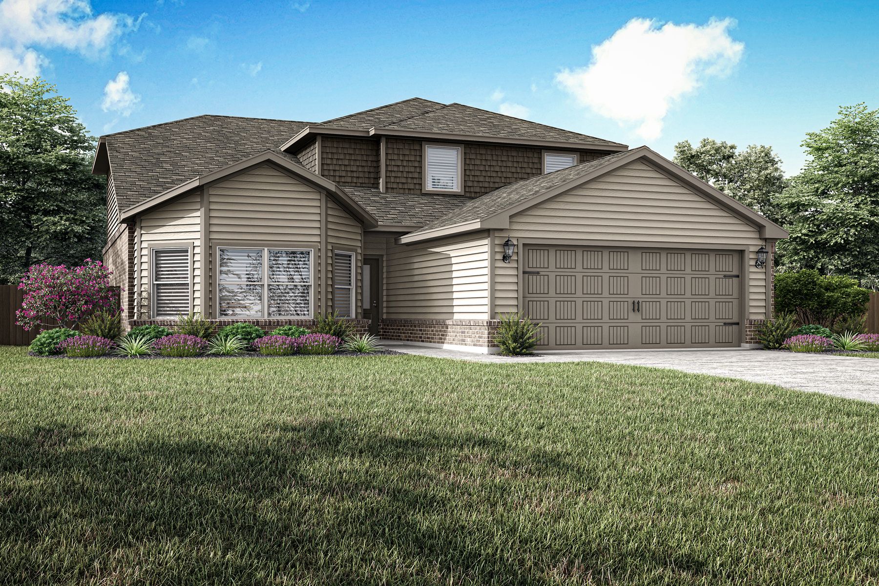 The two-story Gideon floor plan has a brick exterior.