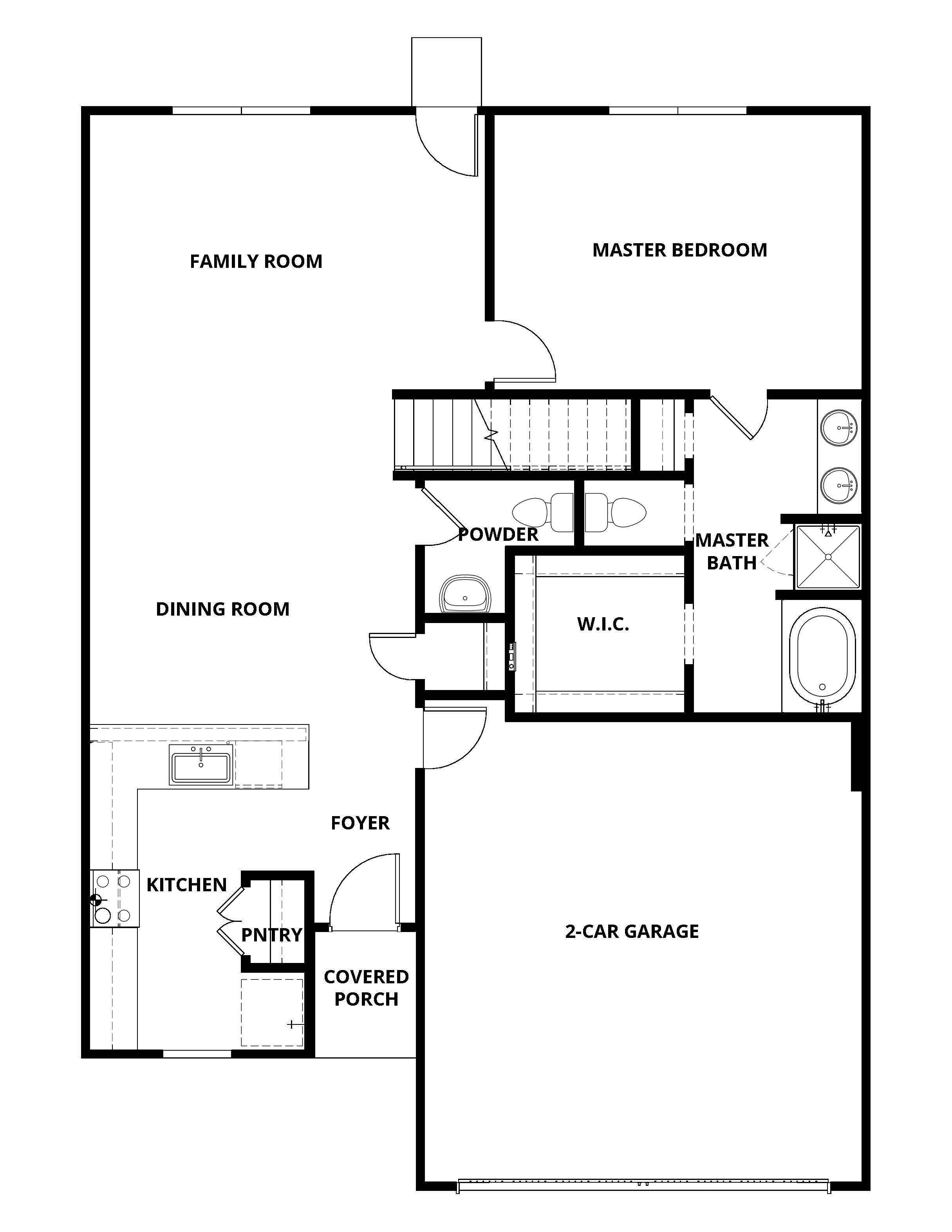 The first floor of the Sterling has an open layout and the master suite.