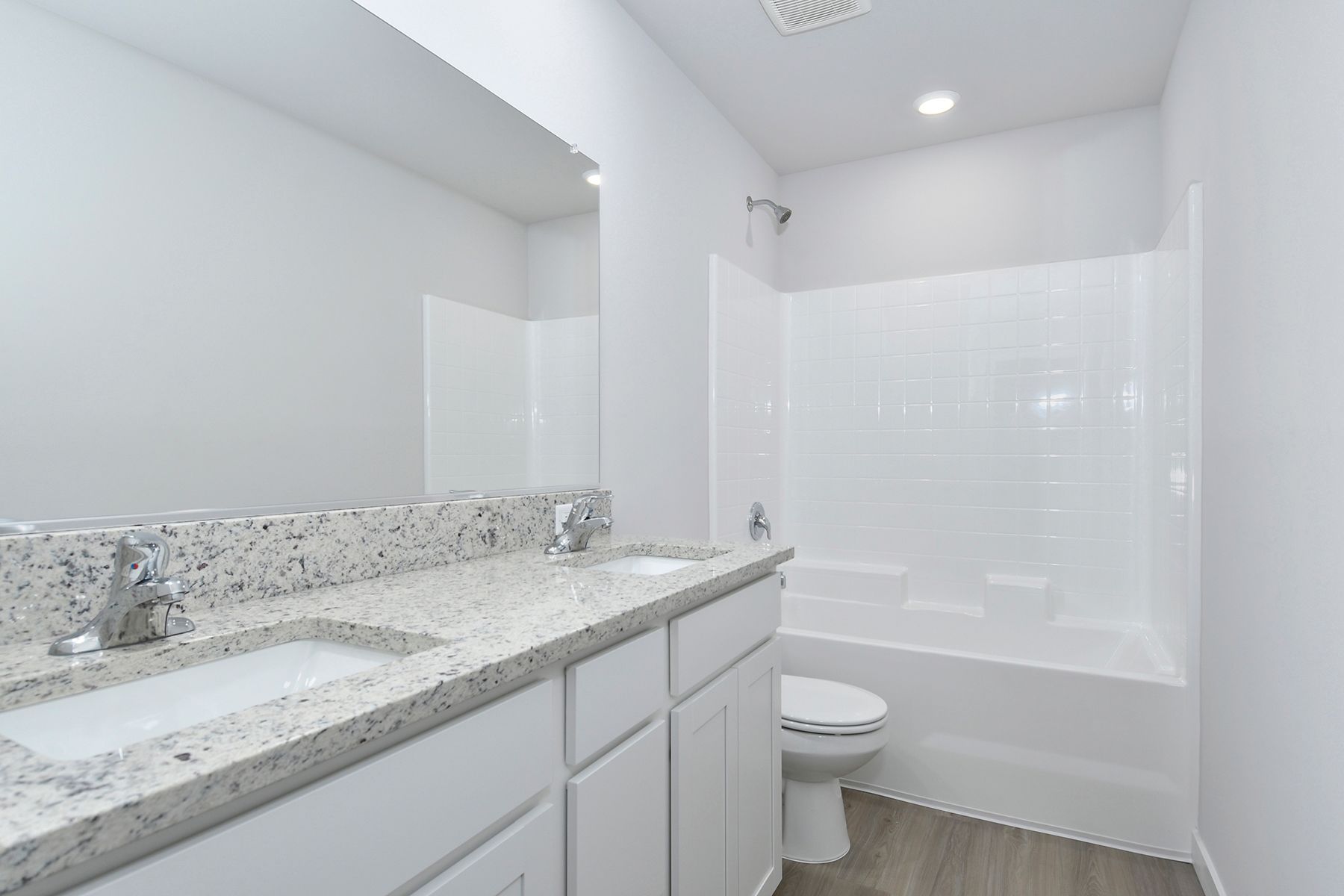 The secondary bathroom has the tub/shower combo.