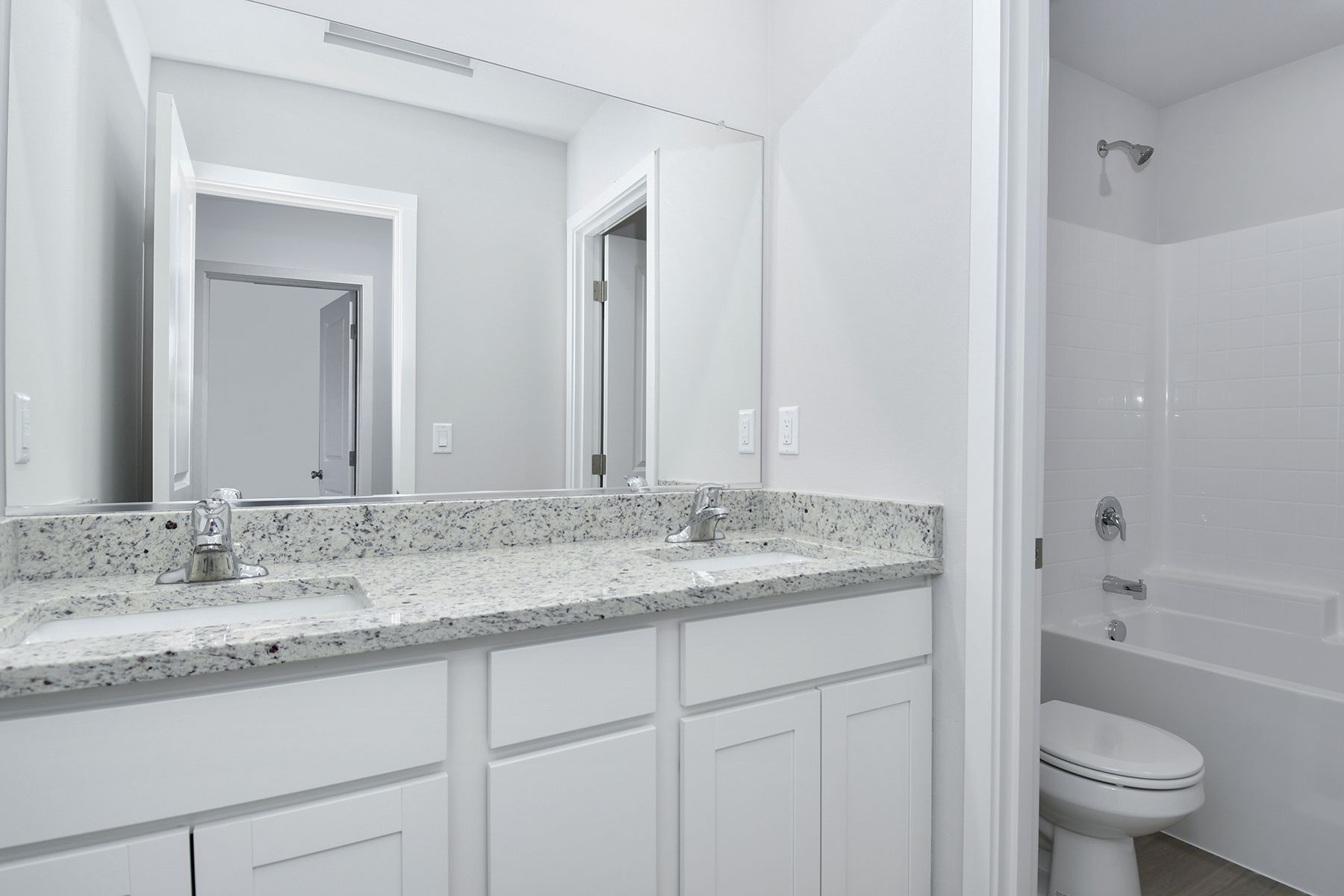 The secondary bathroom has the tub/shower combo.