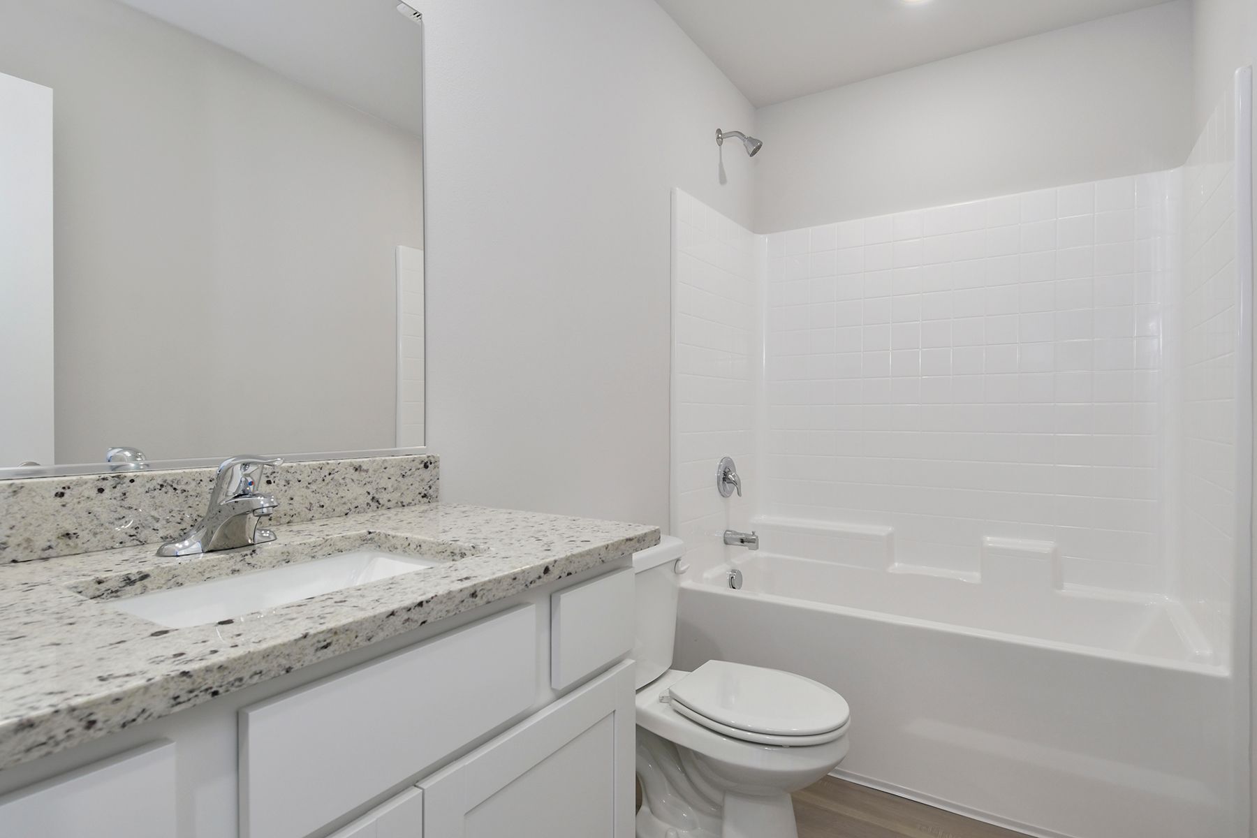 The secondary bathroom has the tub/shower combo.