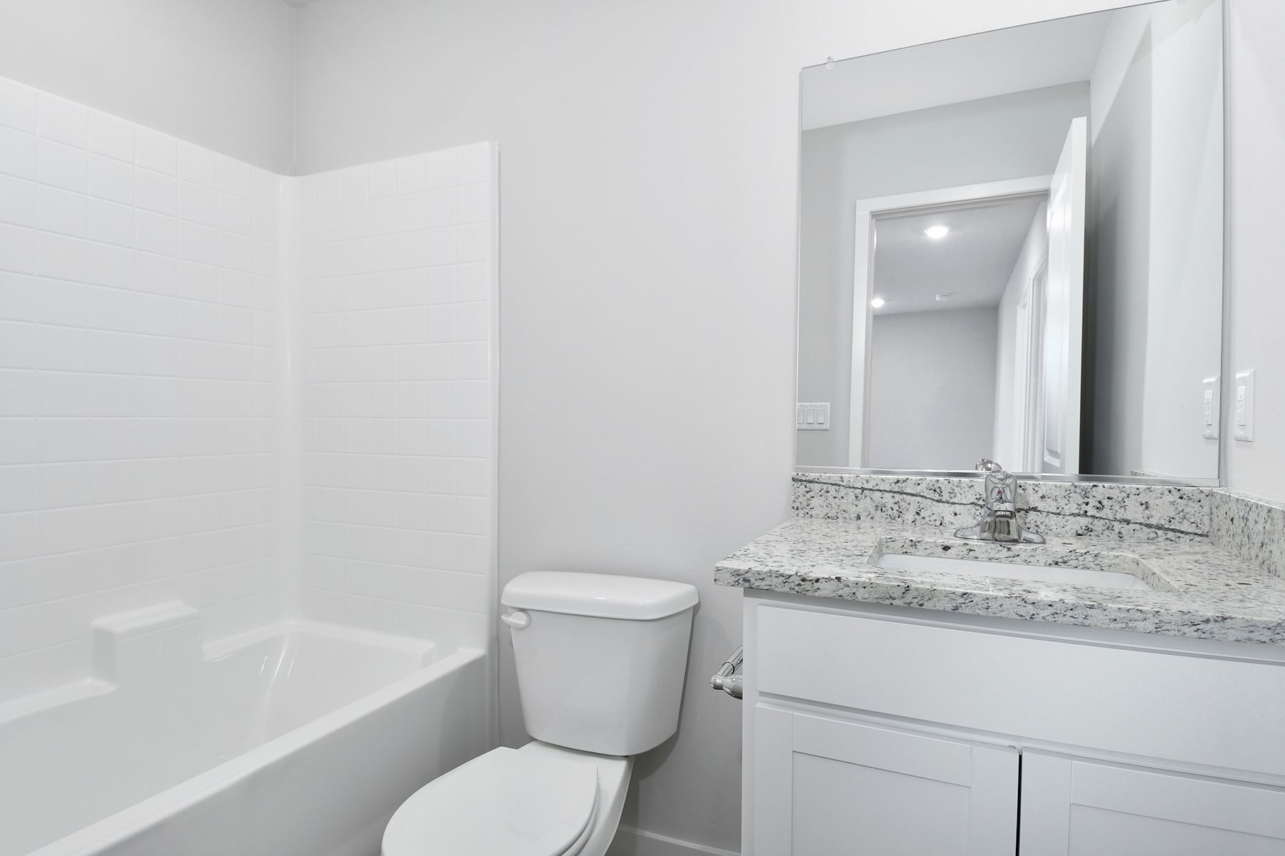 The secondary bathroom has the tub/shower combo.