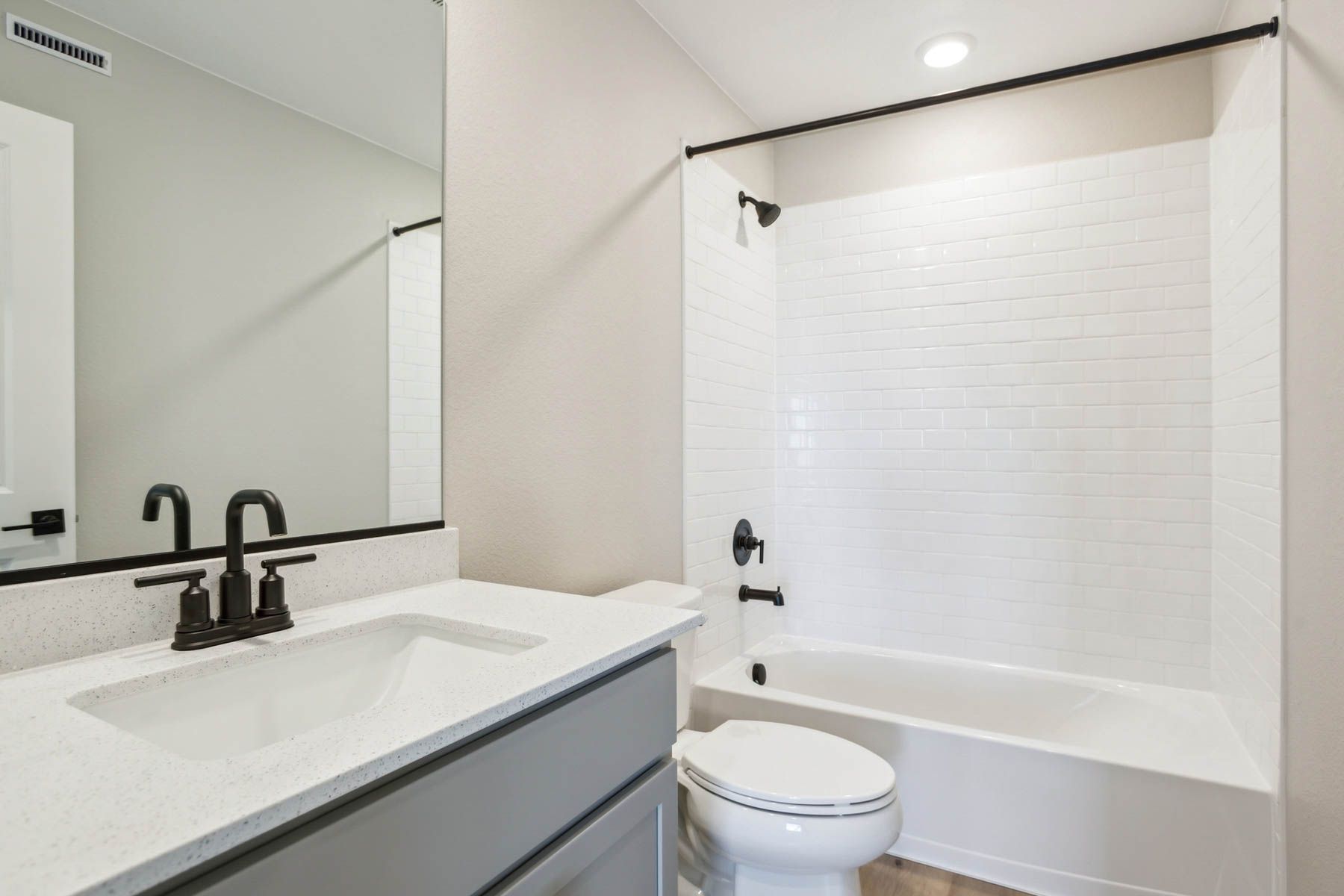The secondary bathroom has the tub/shower combo.