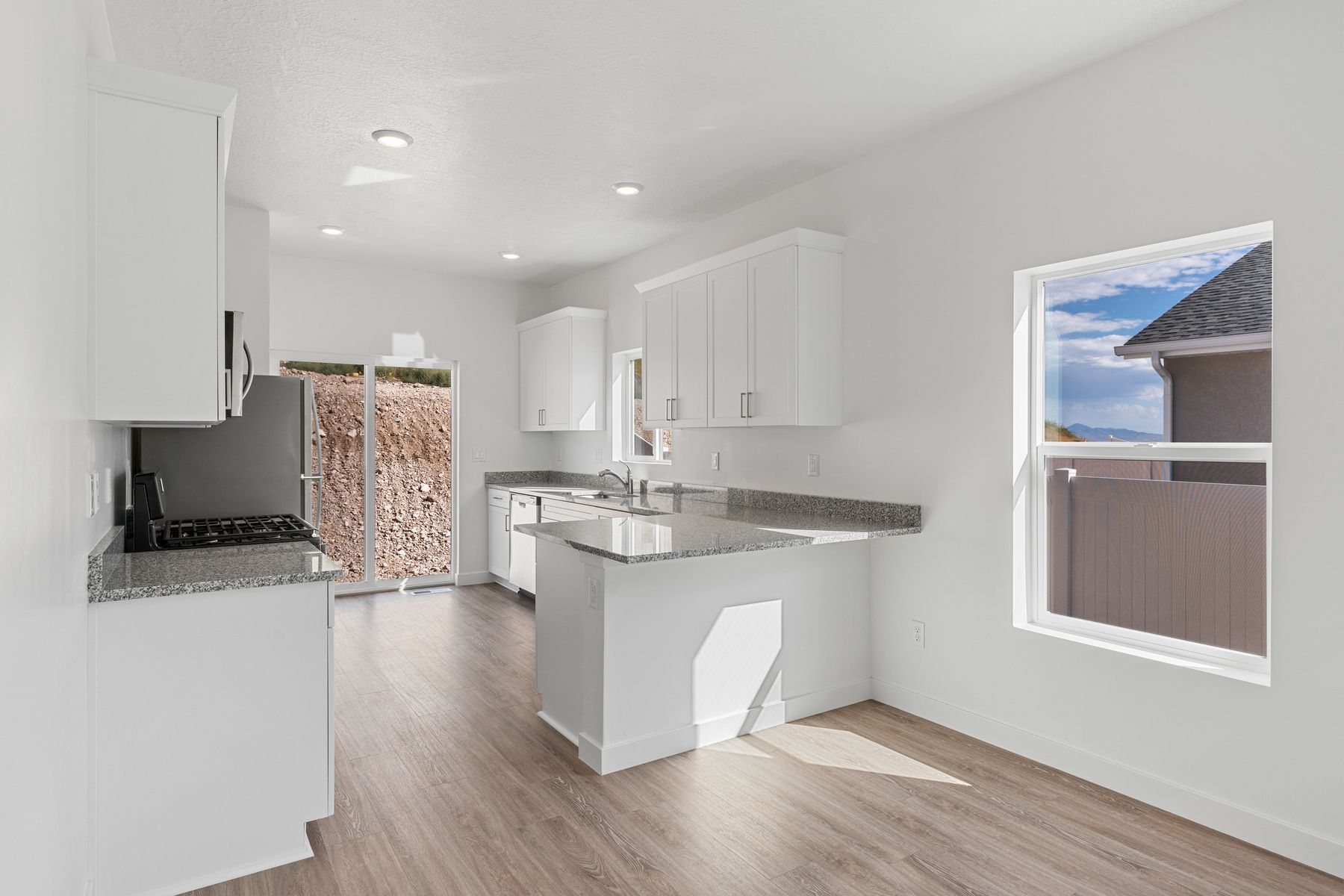 The kitchen has energy-efficient appliances.