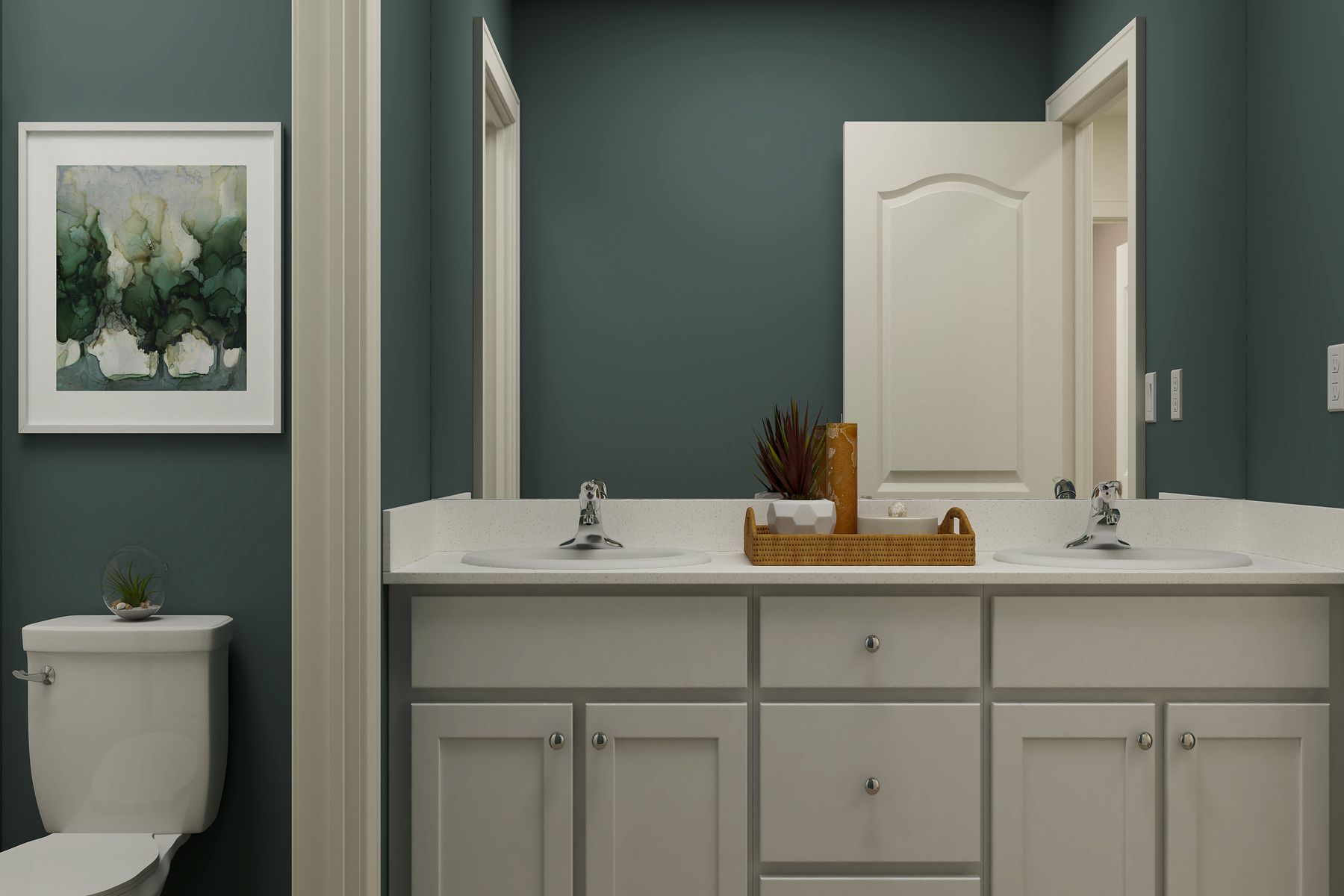 The secondary bathroom has the tub/shower combo.