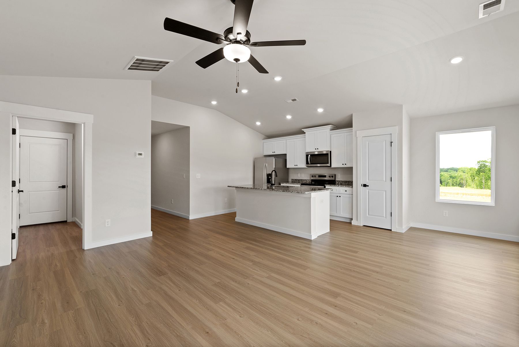 Angled view of the kitchen