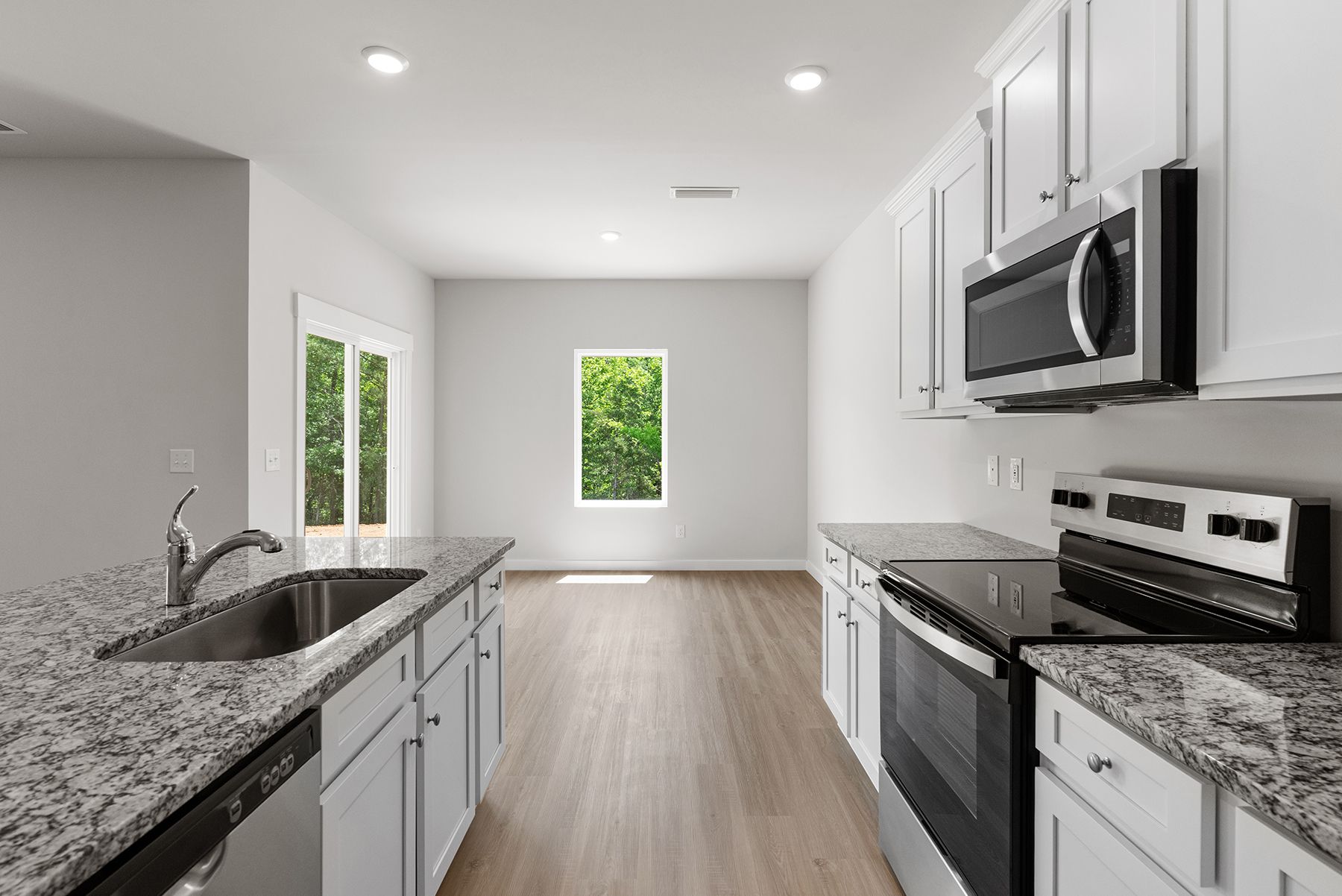 The kitchen has granite countertops