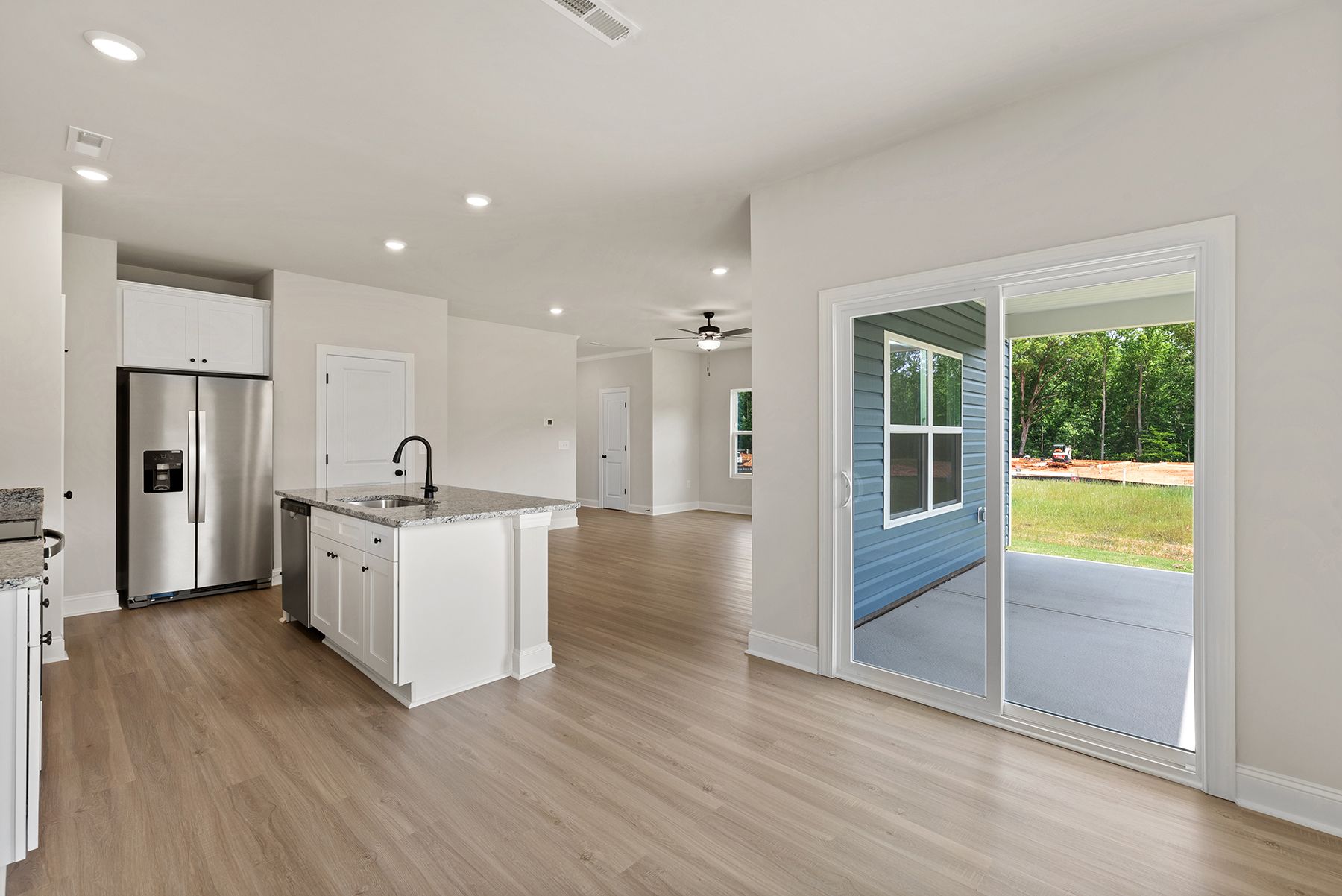 The dining room connects to the kitchen
