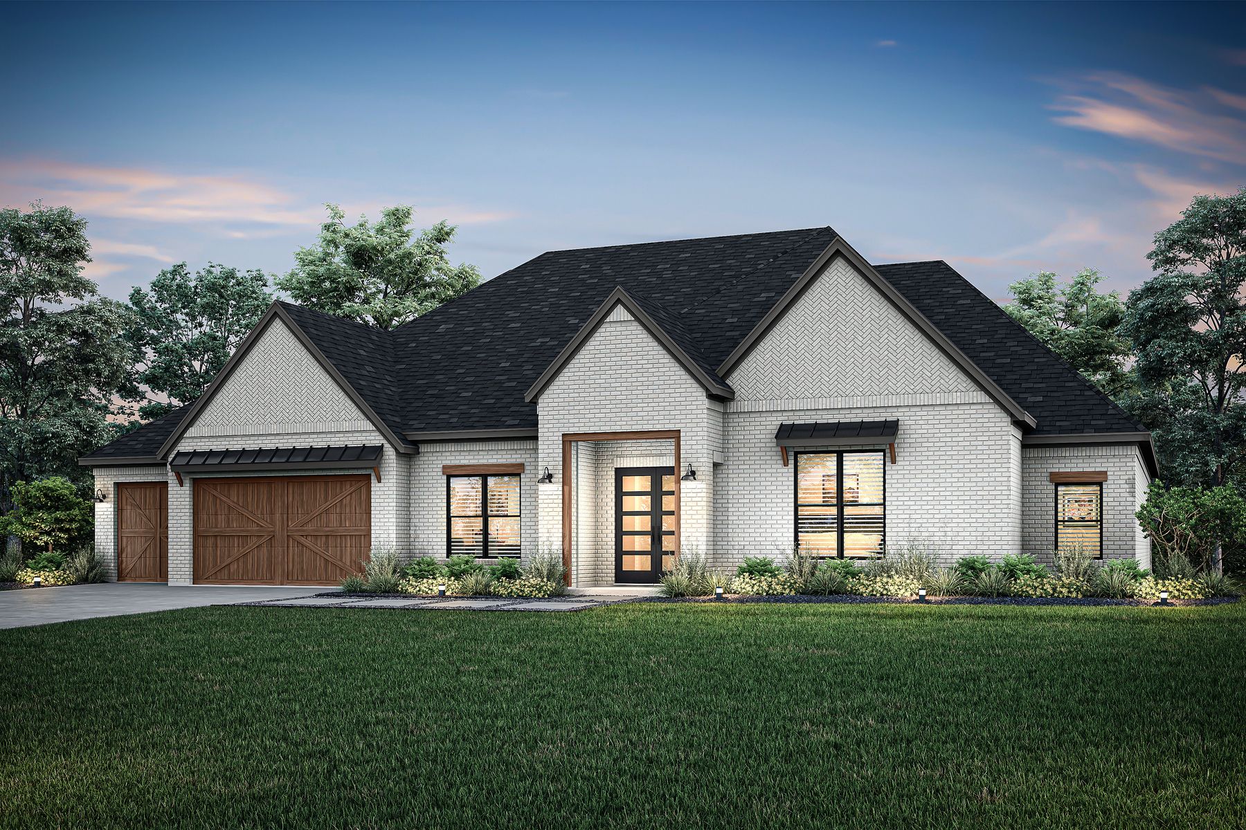 The Aaron has a floor plan with a front-load garage.