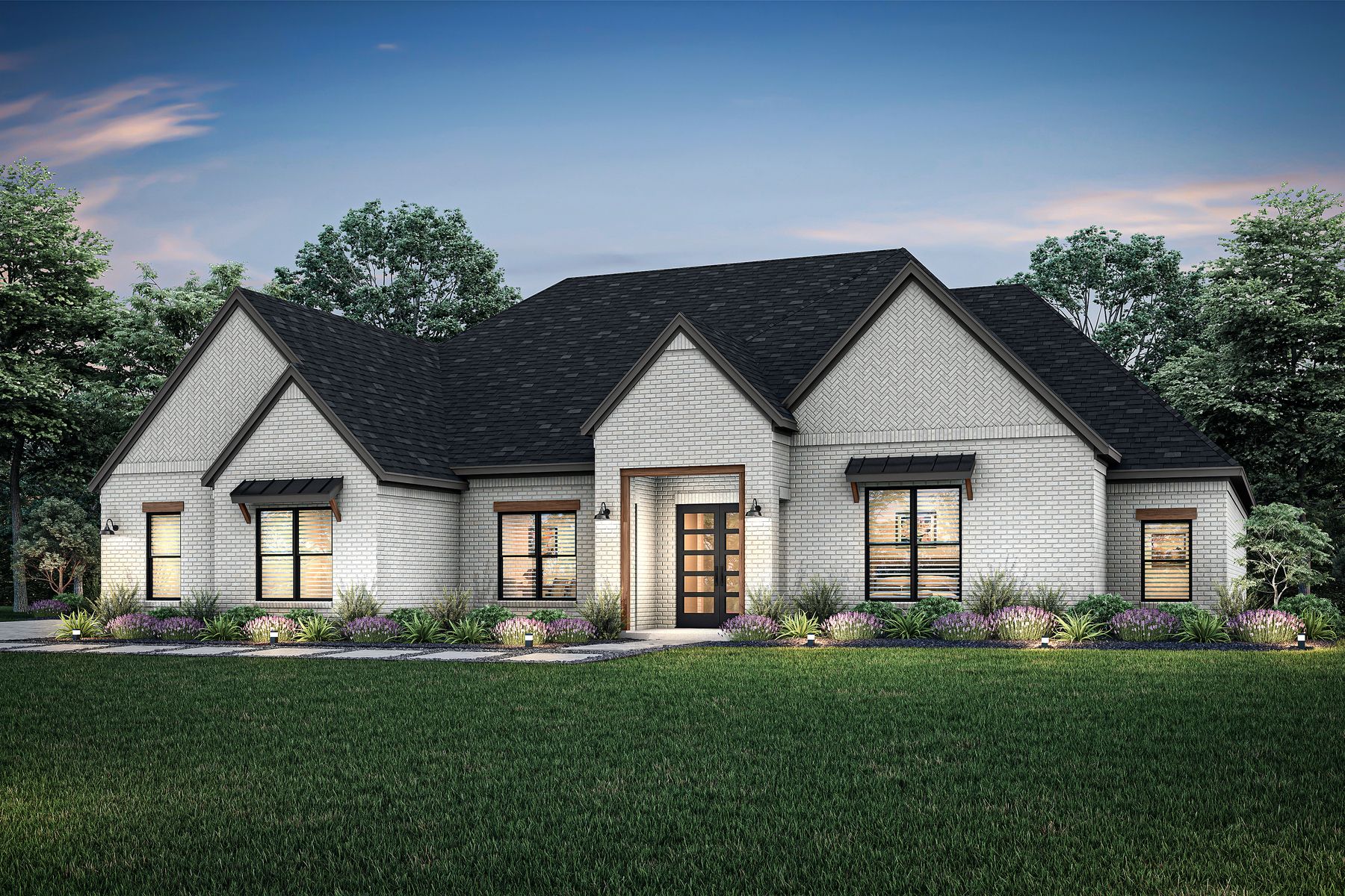 The Aaron has a floor plan with a side-load garage.