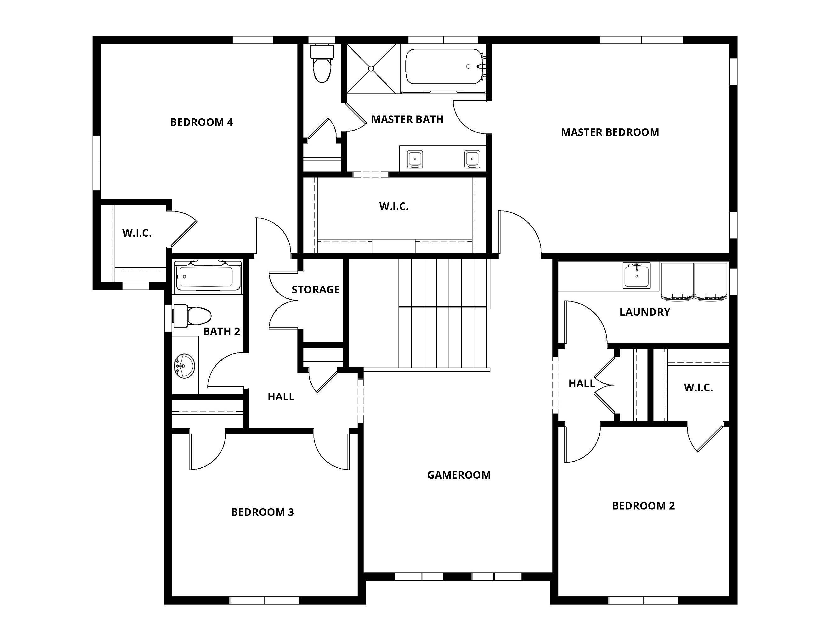 The second floor of the Mahogany has four bedrooms and a loft.