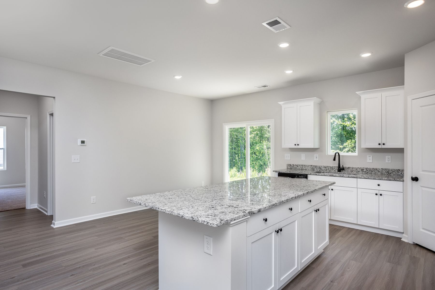 Spacious kitchen island.